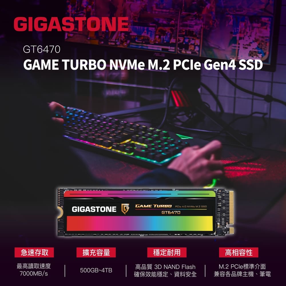 GIGASTONE GT6470 2TB PCIe Gen4 GAME TURBO M.2固態硬碟,實際價格以報價為主,U52660027,GIGASTONEGT64702TBPCIeGen4GAMETURBOM.2固態硬碟,原廠保固,大量採購歡迎洽詢