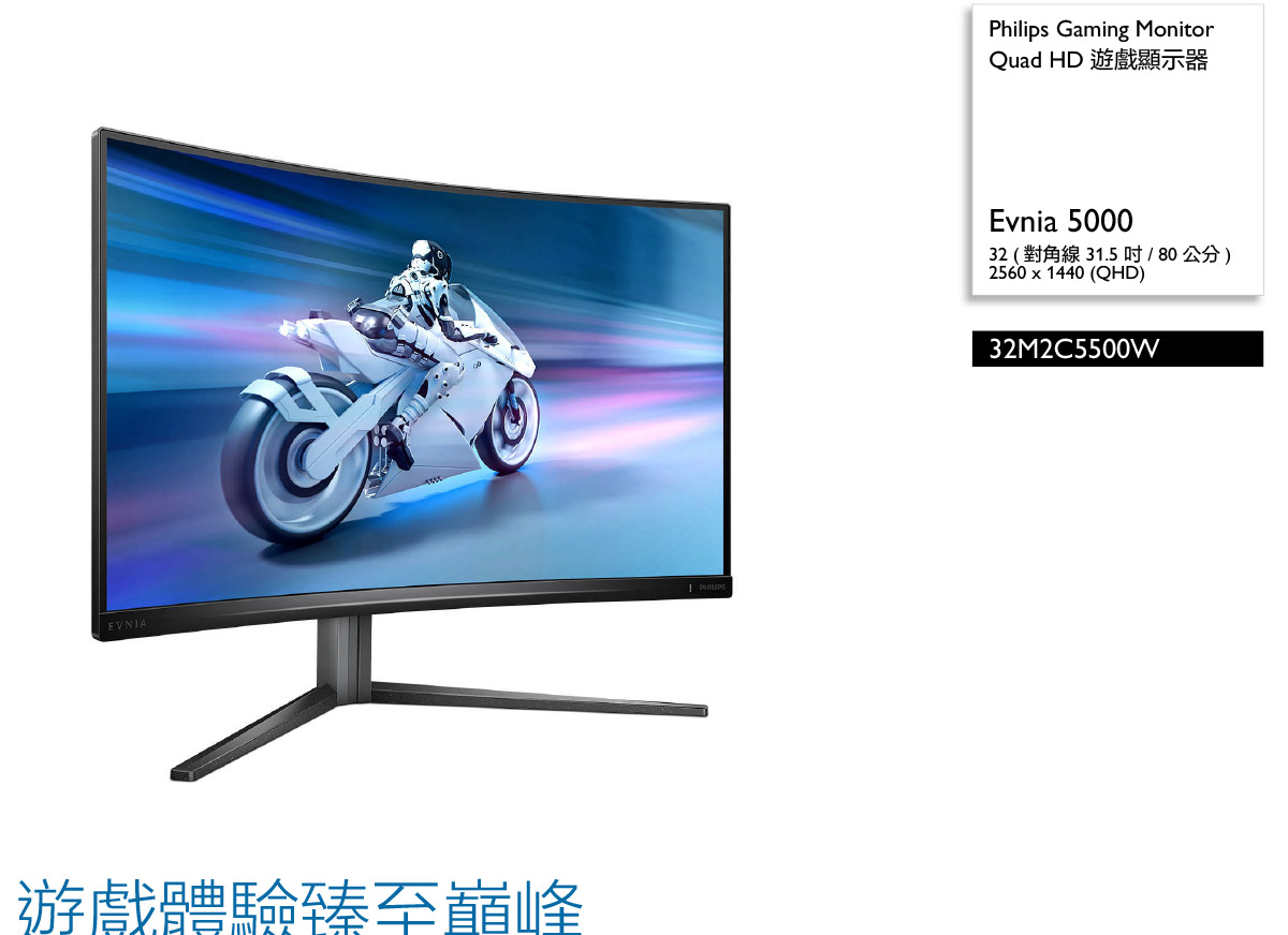 PHILIPS 32M2C5500W遊戲顯示器