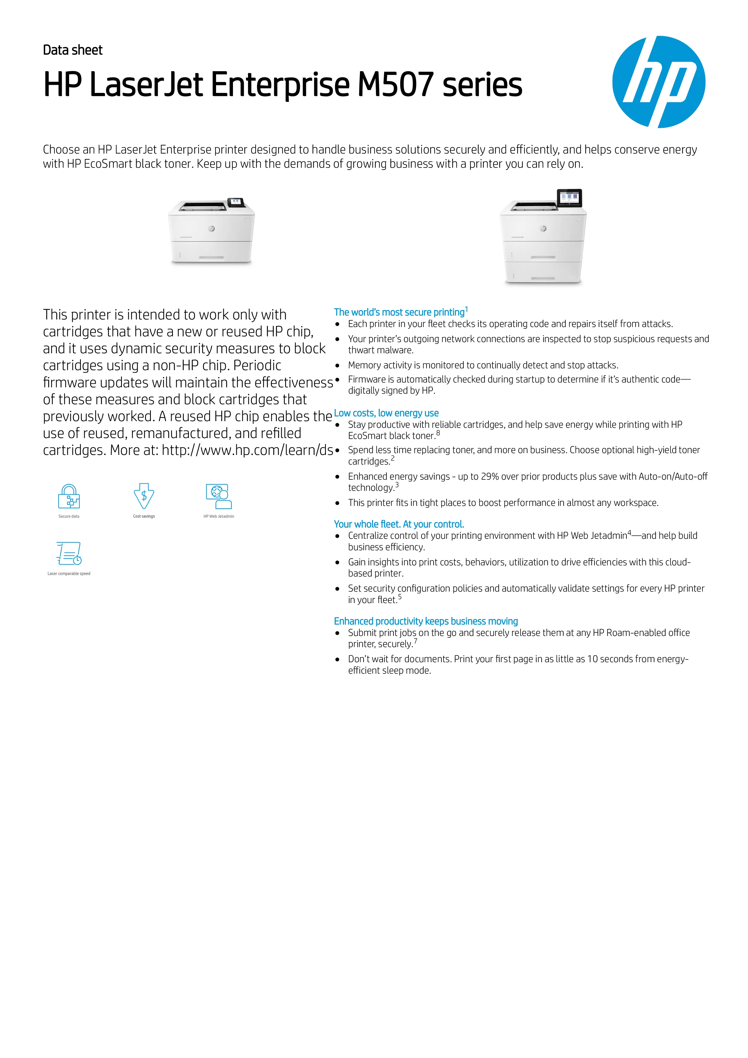 HP 惠普 LaserJet Enterprise M507dn 黑白雷射印表機 (1PV87A)