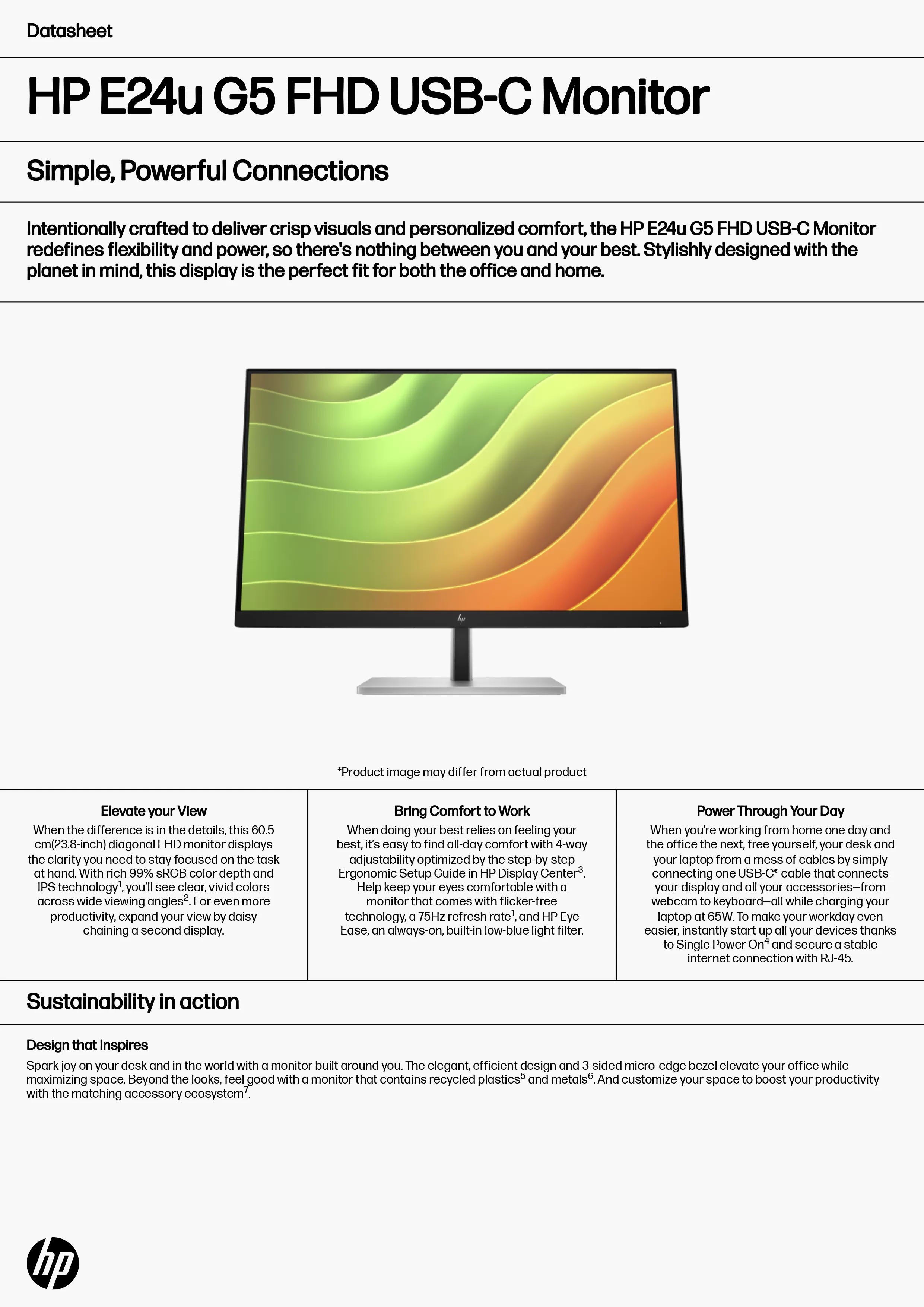 HP 惠普 E24u G5 FHD USB-C 顯示器 (6N4D0AA)