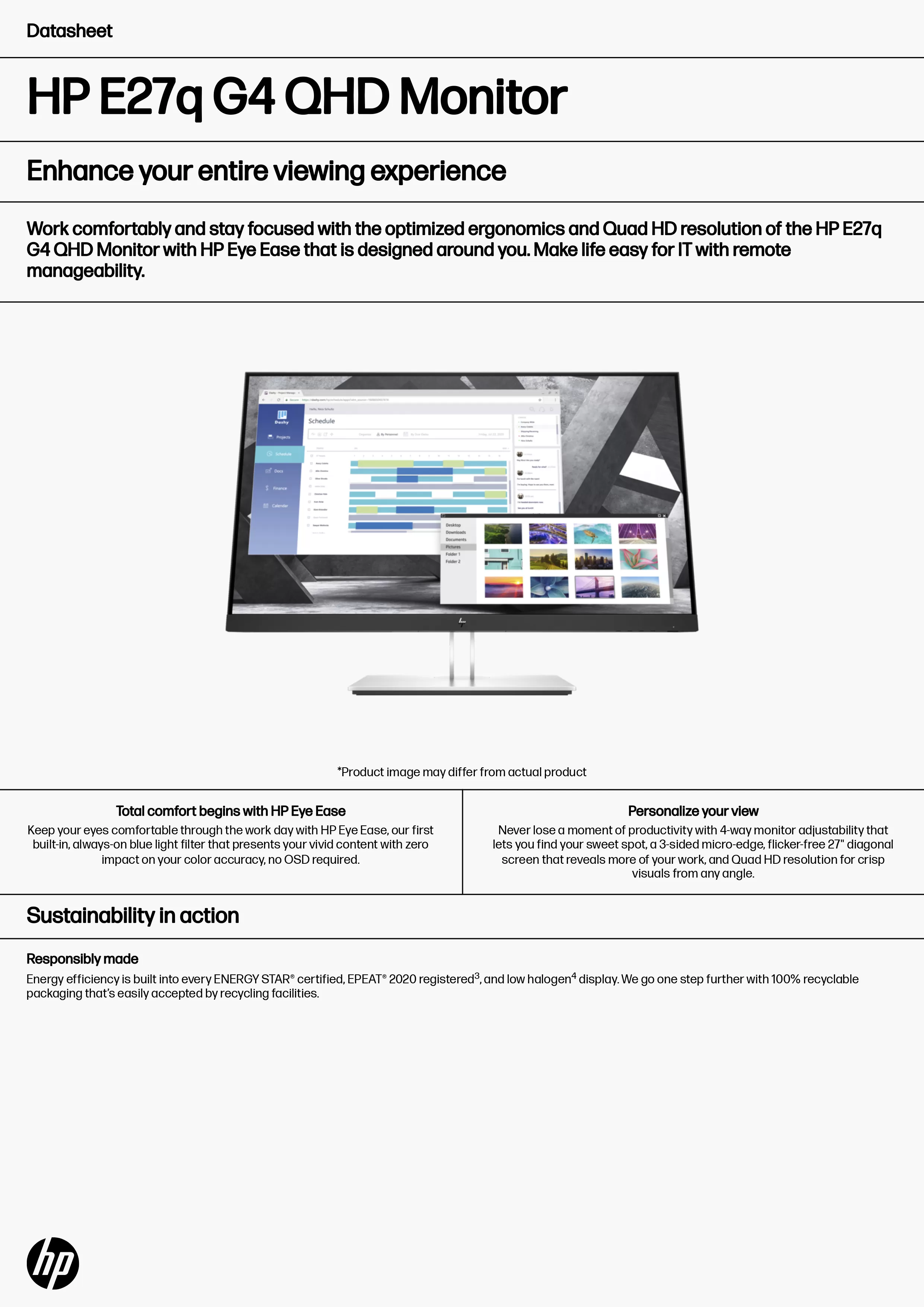 HP 惠普 E27q G4 QHD 顯示器 (9VG82AA)