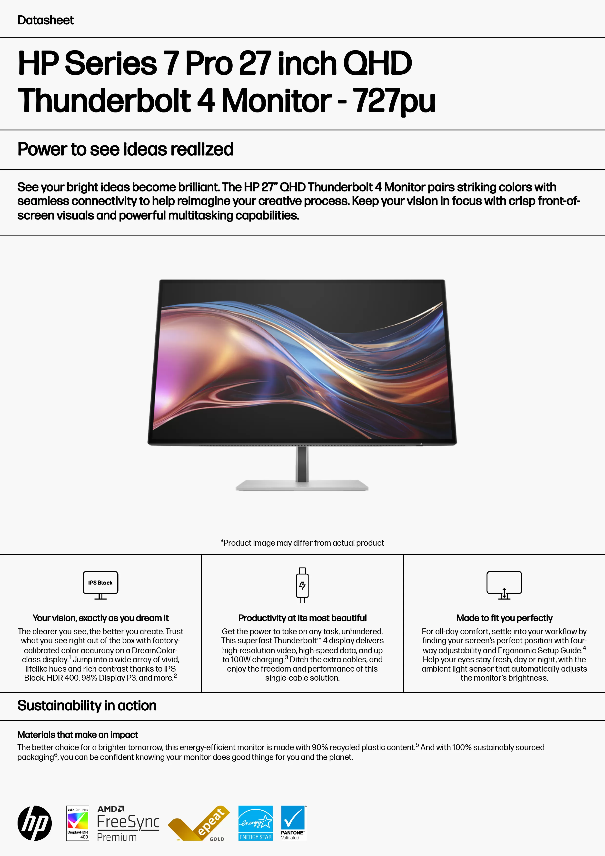 HP 惠普 Series 7 Pro 727pu 27 吋 QHD Thunderbolt 4 顯示器 (8J9E6AA),實際價格以報價為主,8J9E6AA,HP惠普Series7Pro727pu27吋QHDThunderbolt4顯示器(8J9E6AA),原廠保固,大量採購歡迎洽詢