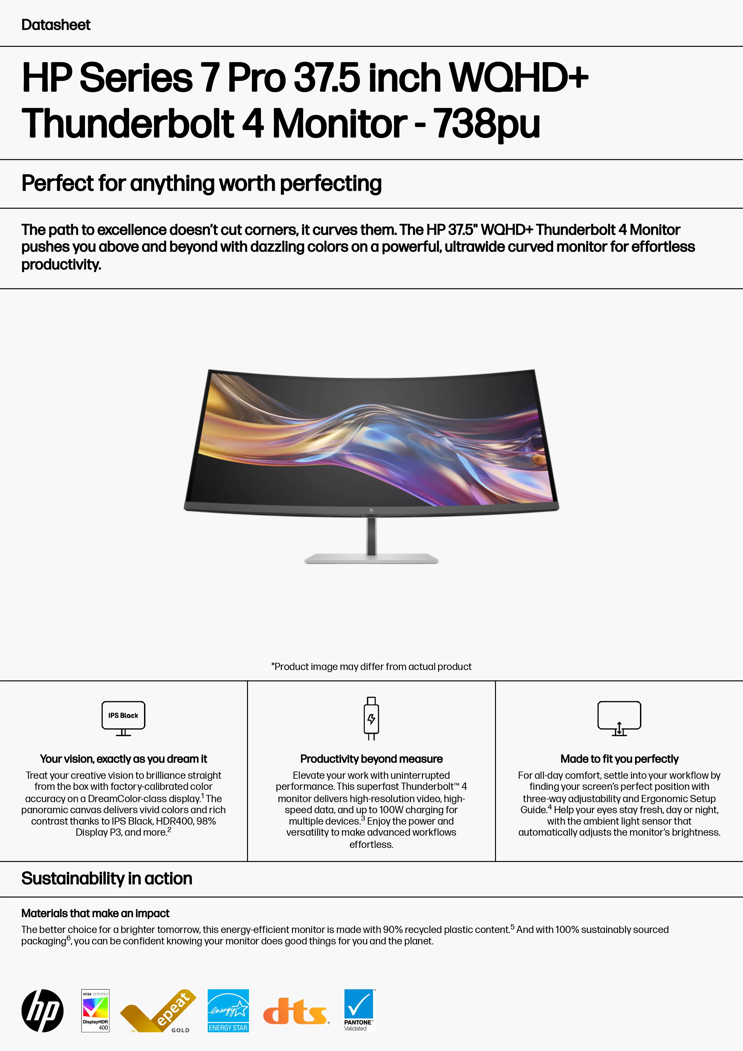 HP 惠普 Series 7 Pro 738pu 37.5 吋 WQHD+ Thunderbolt 4 顯示器 (8K167AA)