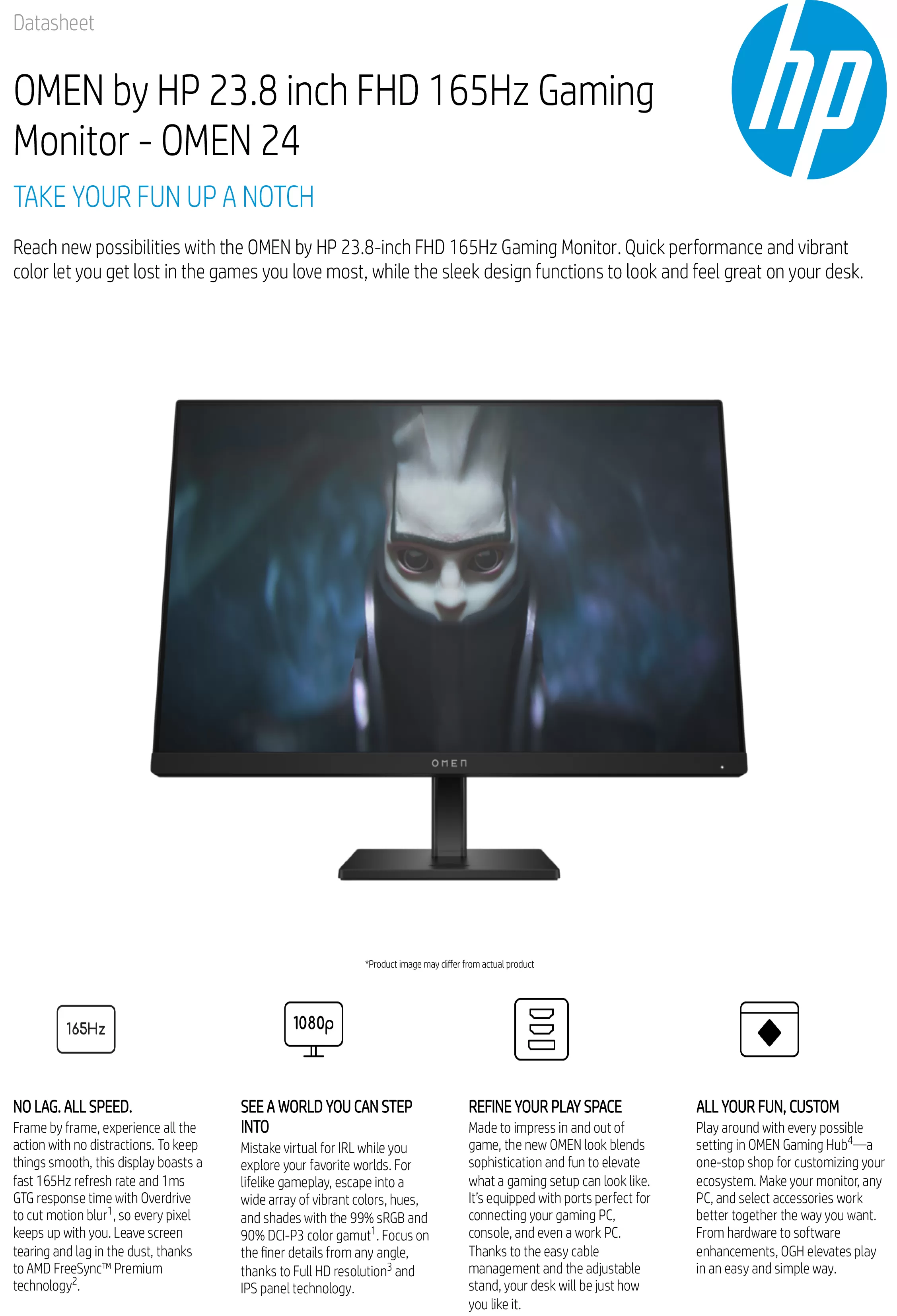 HP 惠普 OMEN 24 23.8 吋 FHD 165Hz 電競顯示器 (780F0AA)