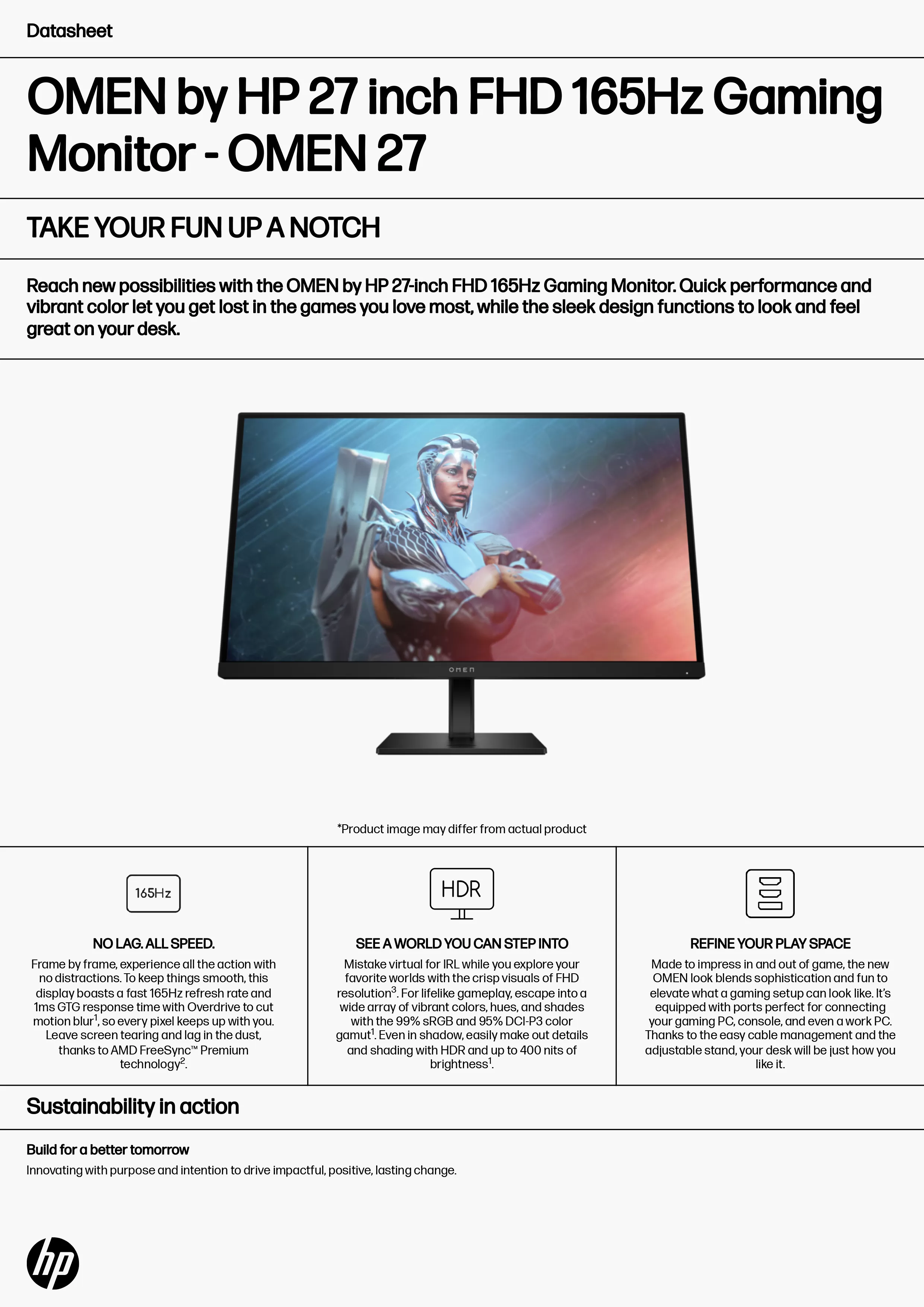 HP 惠普 OMEN 27 27 吋 FHD 165Hz 電競顯示器 (780G0AA)