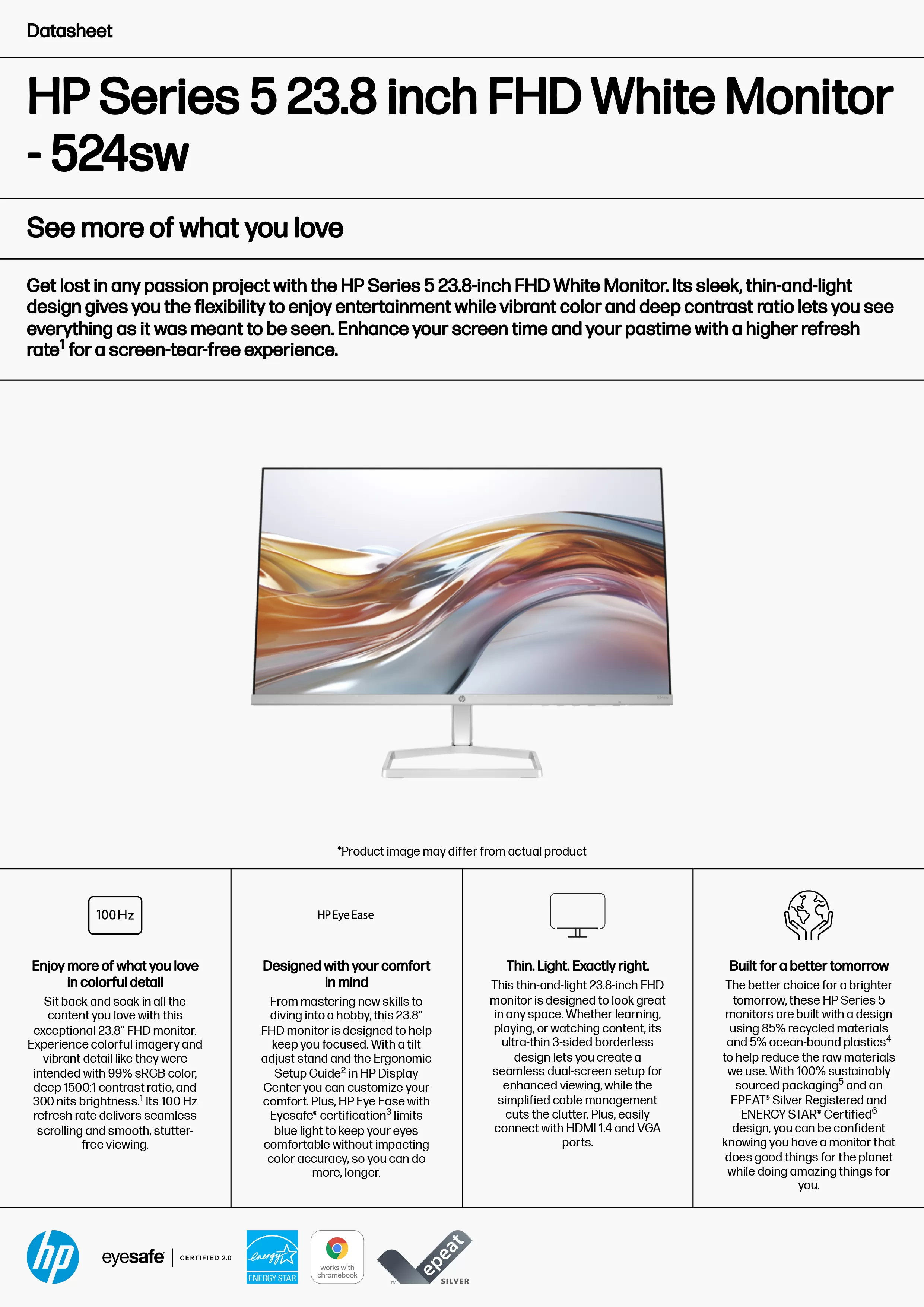 HP 惠普 Series 5 524sw 23.8 吋 FHD 白色顯示器 (94C22AA),實際價格以報價為主,94C22AA,HP惠普Series5524sw23.8吋FHD白色顯示器(94C22AA),原廠保固,大量採購歡迎洽詢