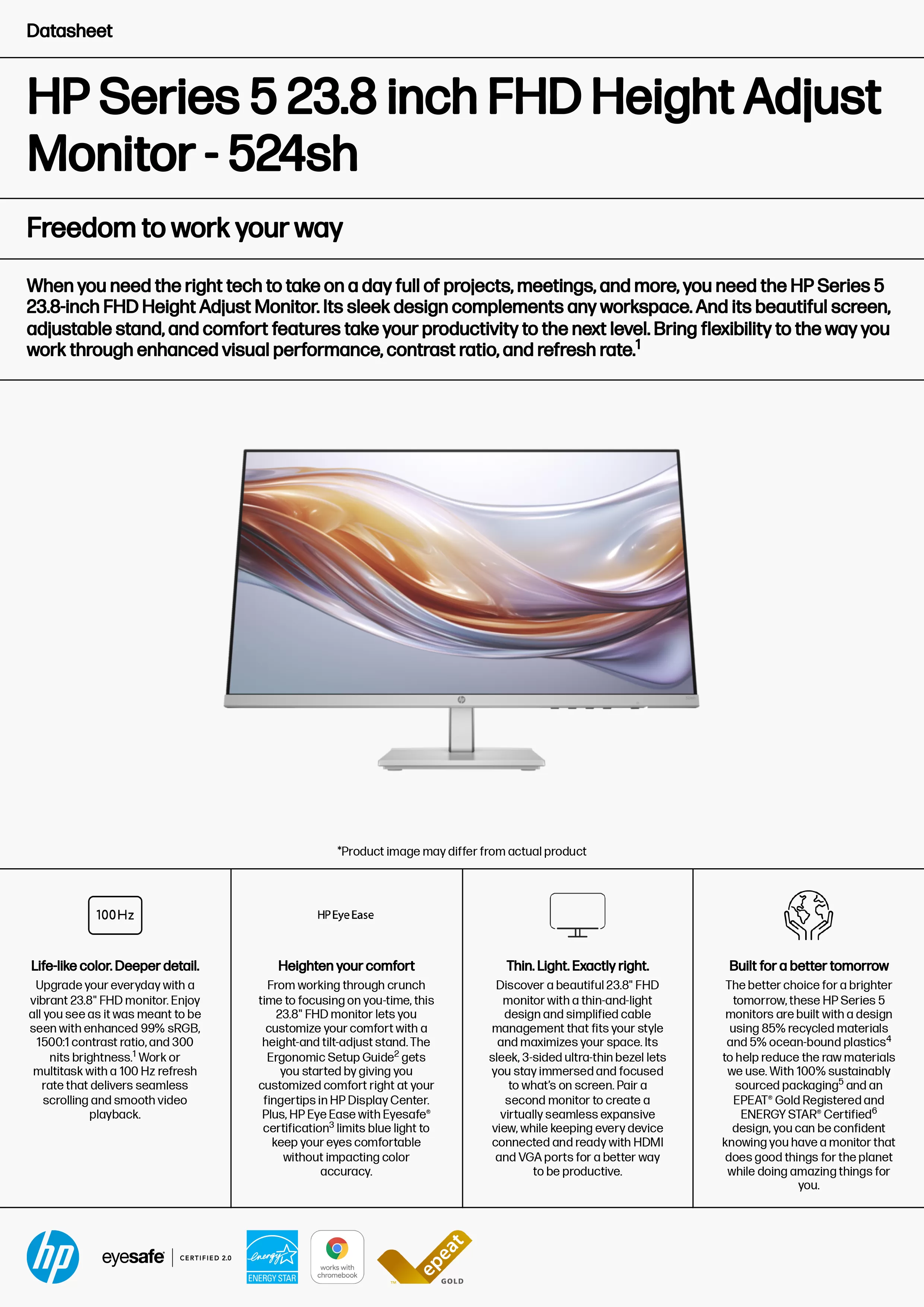 HP 惠普 Series 5 524h 23.8 吋 FHD 高度可調式顯示器 (94C20AA),實際價格以報價為主,94C20AA,HP惠普Series5524h23.8吋FHD高度可調式顯示器(94C20AA),原廠保固,大量採購歡迎洽詢