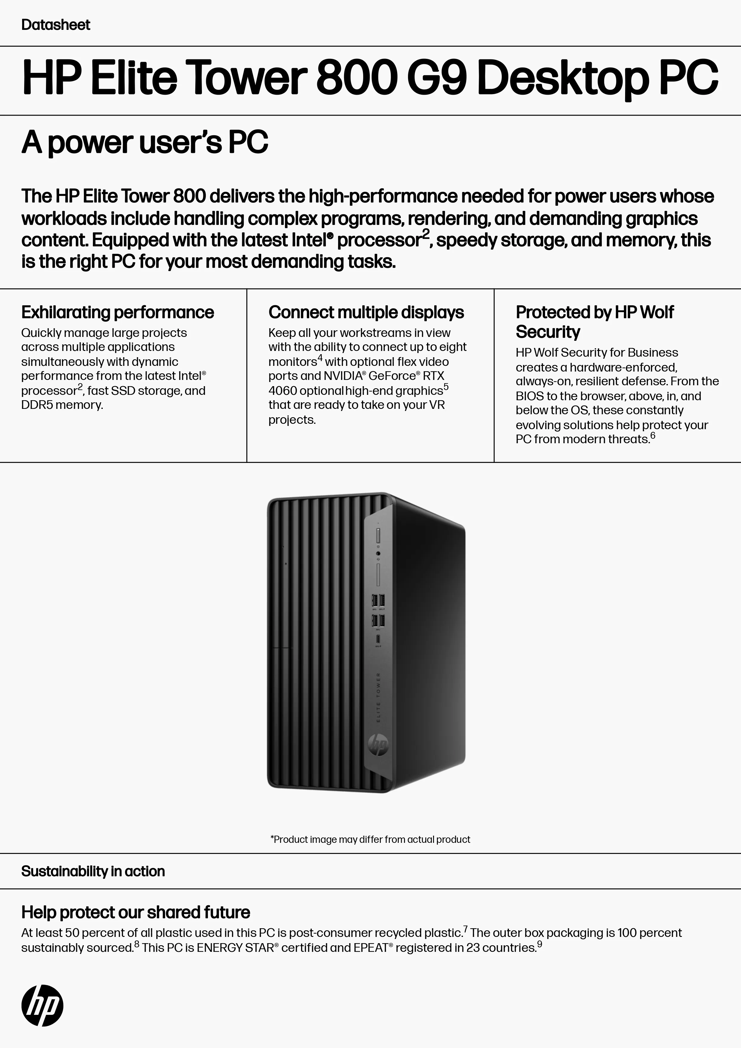 HP 惠普 Elite 直立式 800 G9 桌上型電腦 (9U8B6PA)