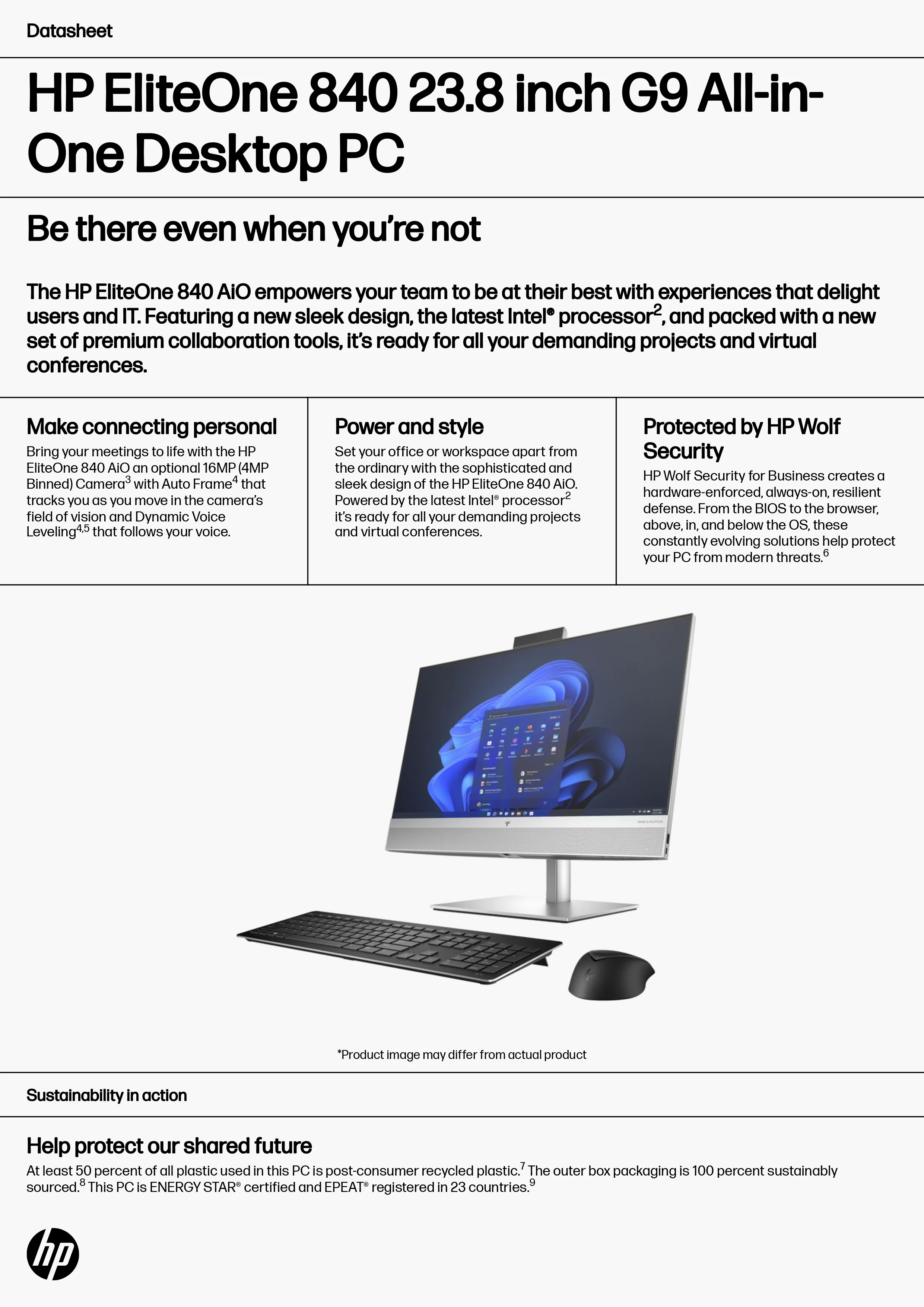 HP 惠普 EliteOne 840 23.8 吋 G9 All-in-One 桌上型電腦 (9C9J9PA)