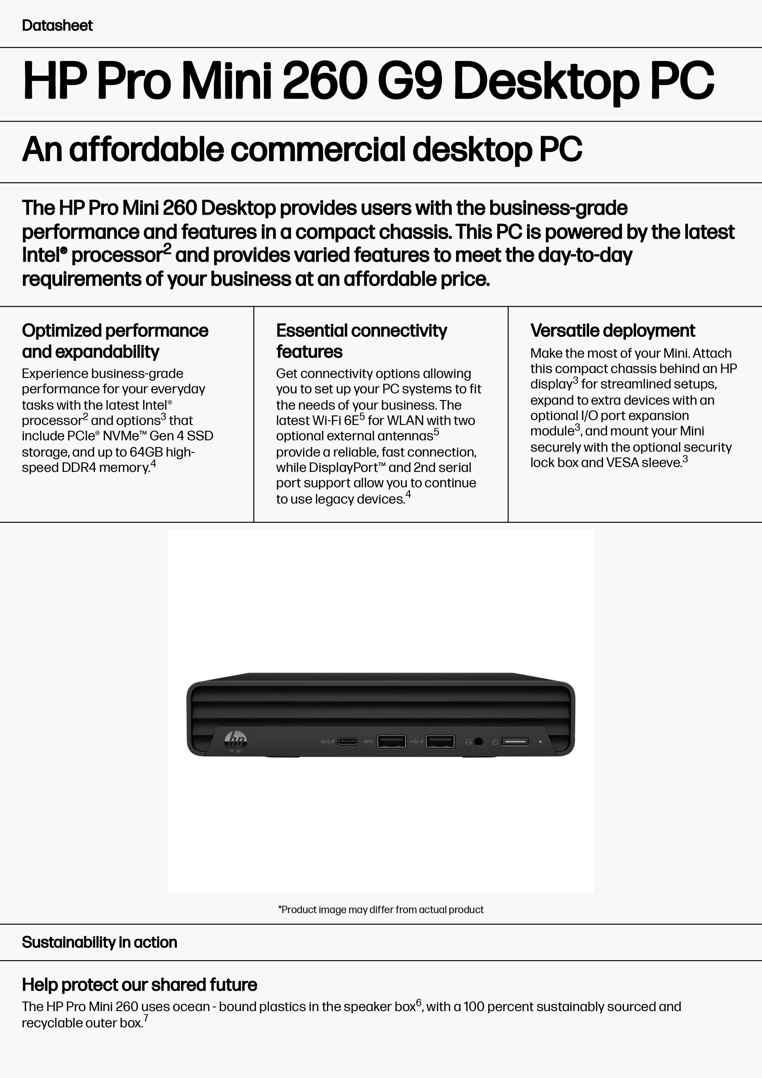 HP 惠普 Pro Mini 260 G9 桌上型電腦 (7L4B2PA)