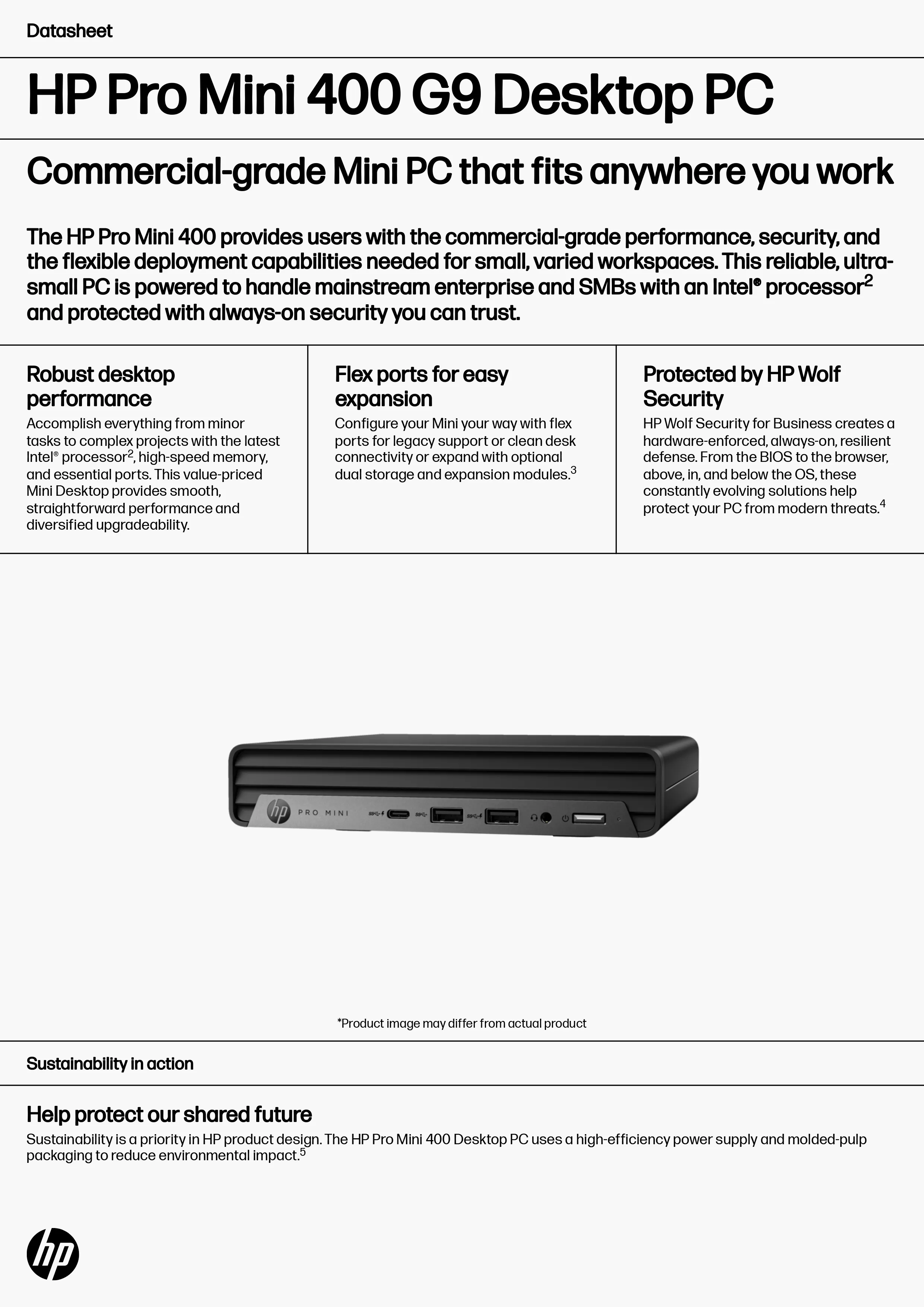 HP 惠普 Pro Mini 400 G9 桌上型電腦 (8Q3D7PA)