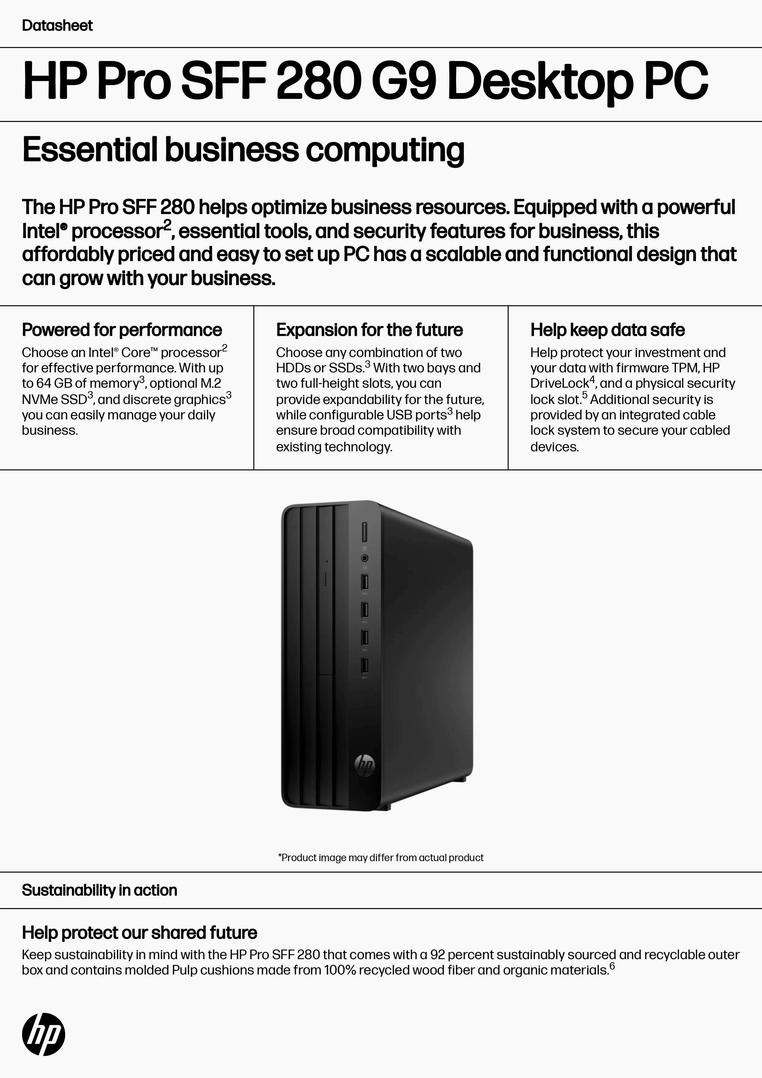 HP 惠普 Pro SFF 280 G9 桌上型電腦套件 (91Y93PA),91Y93PA,HP惠普ProSFF280G9桌上型電腦套件(91Y93PA),原廠保固,大量採購歡迎洽詢,商品特色