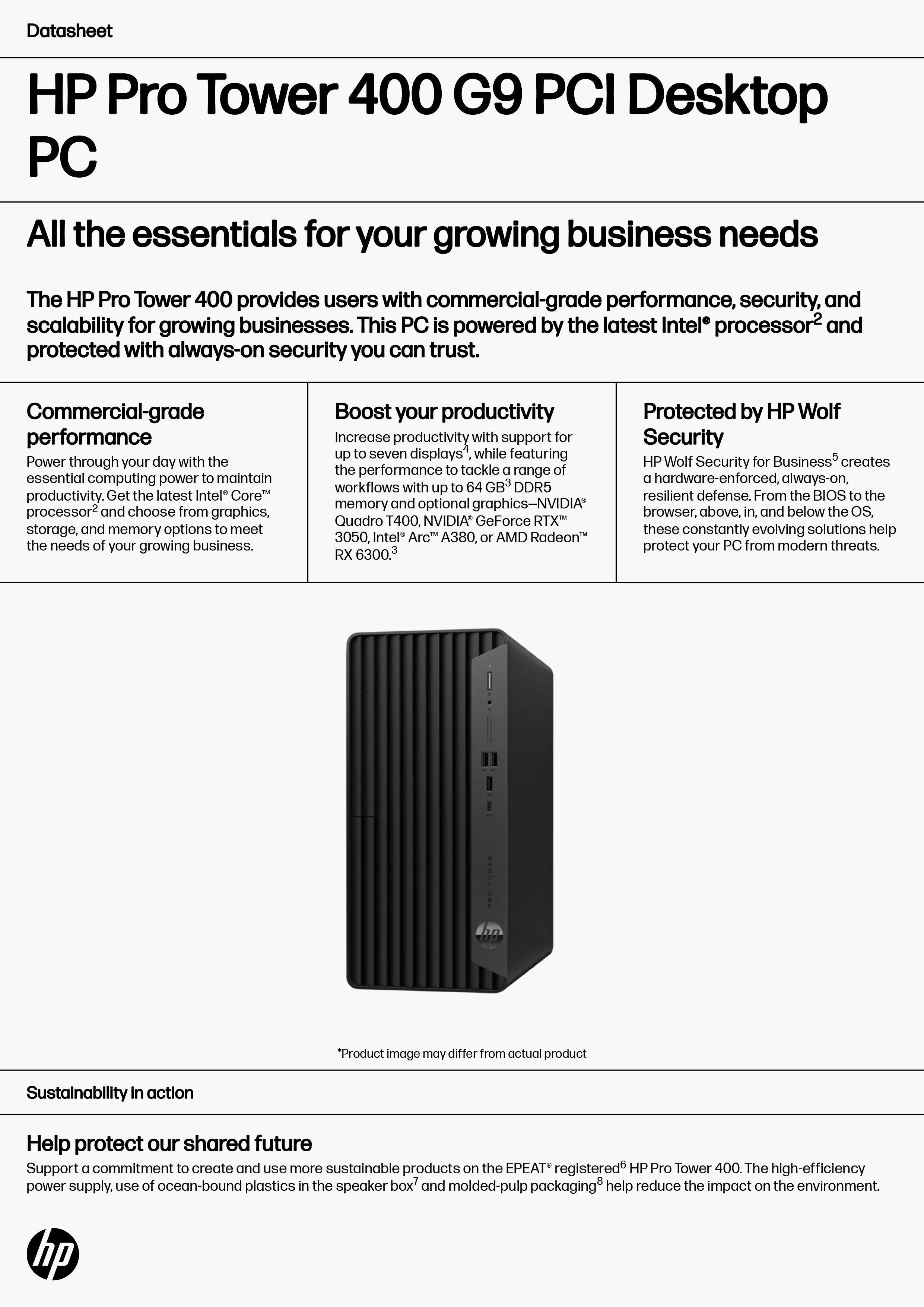 HP 惠普 Pro Tower 400 G9 PCI 桌上型電腦套件 (9W7H1PA)