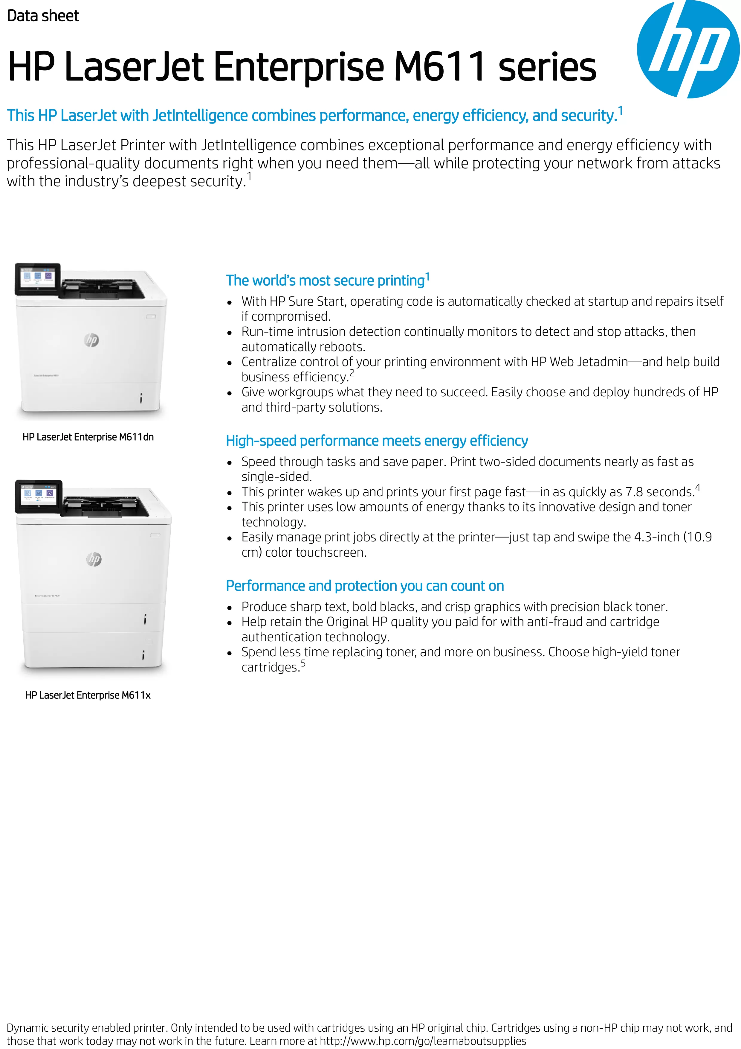 HP 惠普 LaserJet Enterprise M611dn 黑白雷射印表機 (7PS84A)