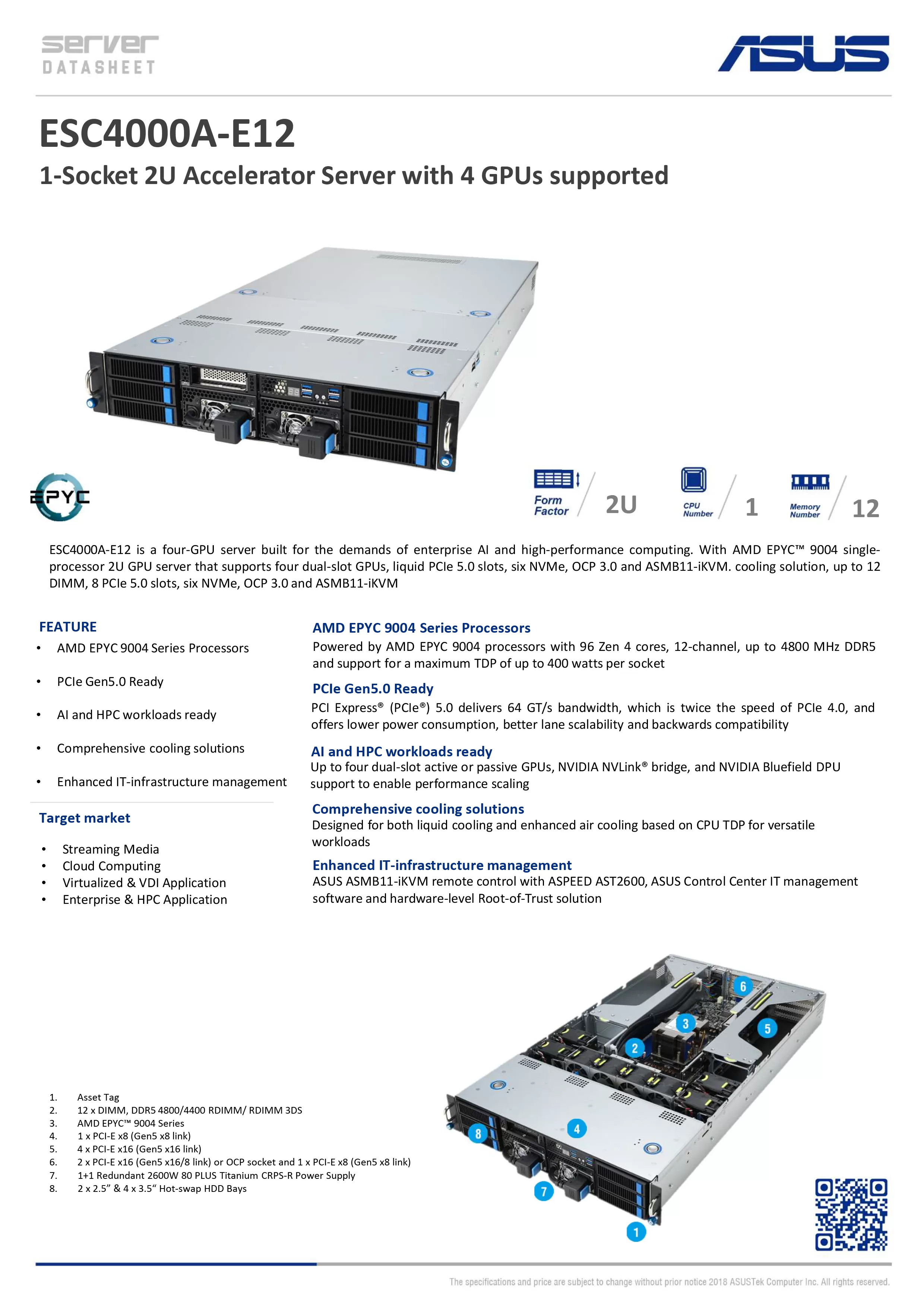 ASUS 華碩 ESC4000A-E12 伺服器