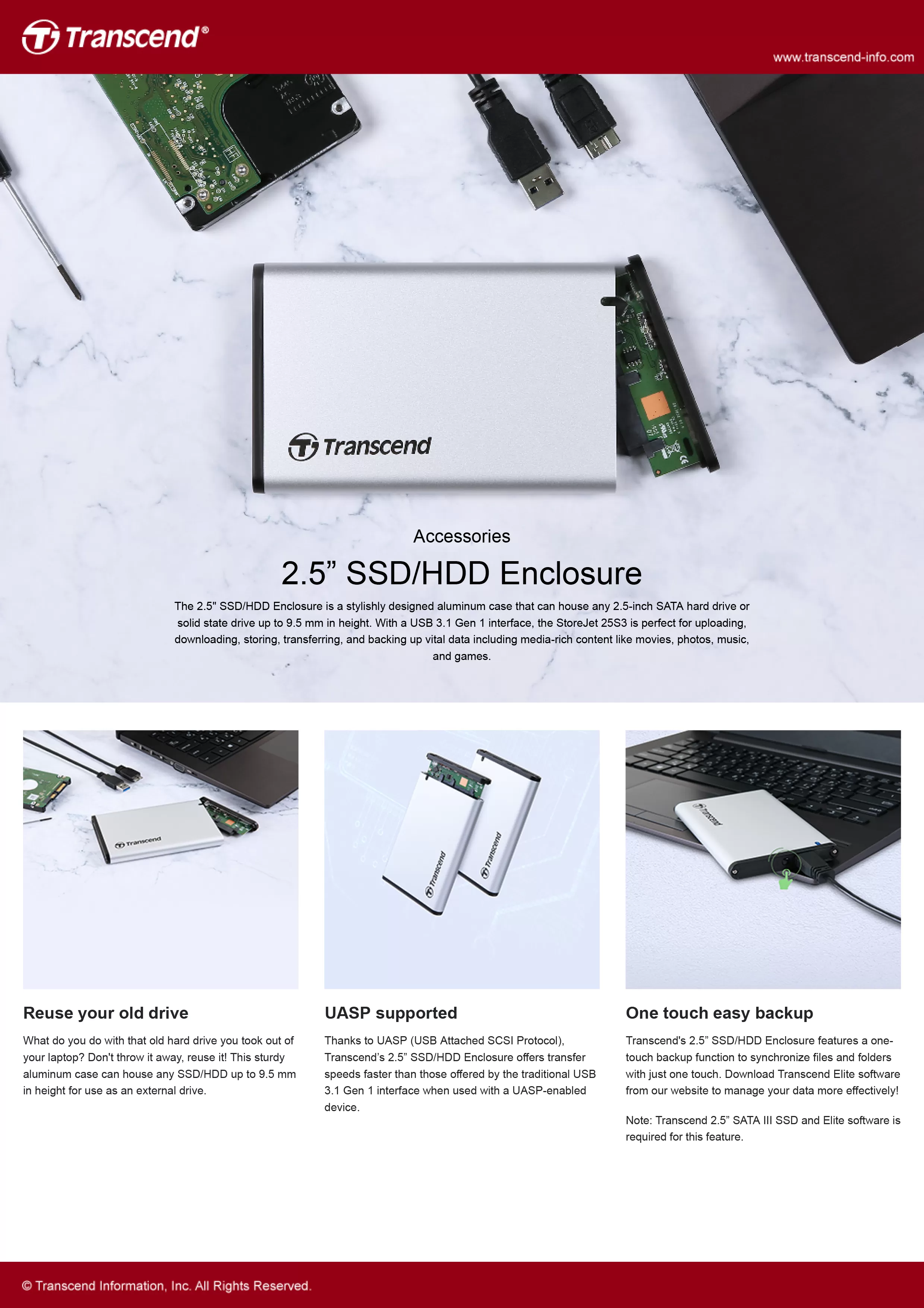 Transcend 創見 2.5吋SSD/HDD外接盒,實際價格以報價為主,TS0GSJ25S3,Transcend創見2.5吋SSD/HDD外接盒,原廠保固,台灣精品