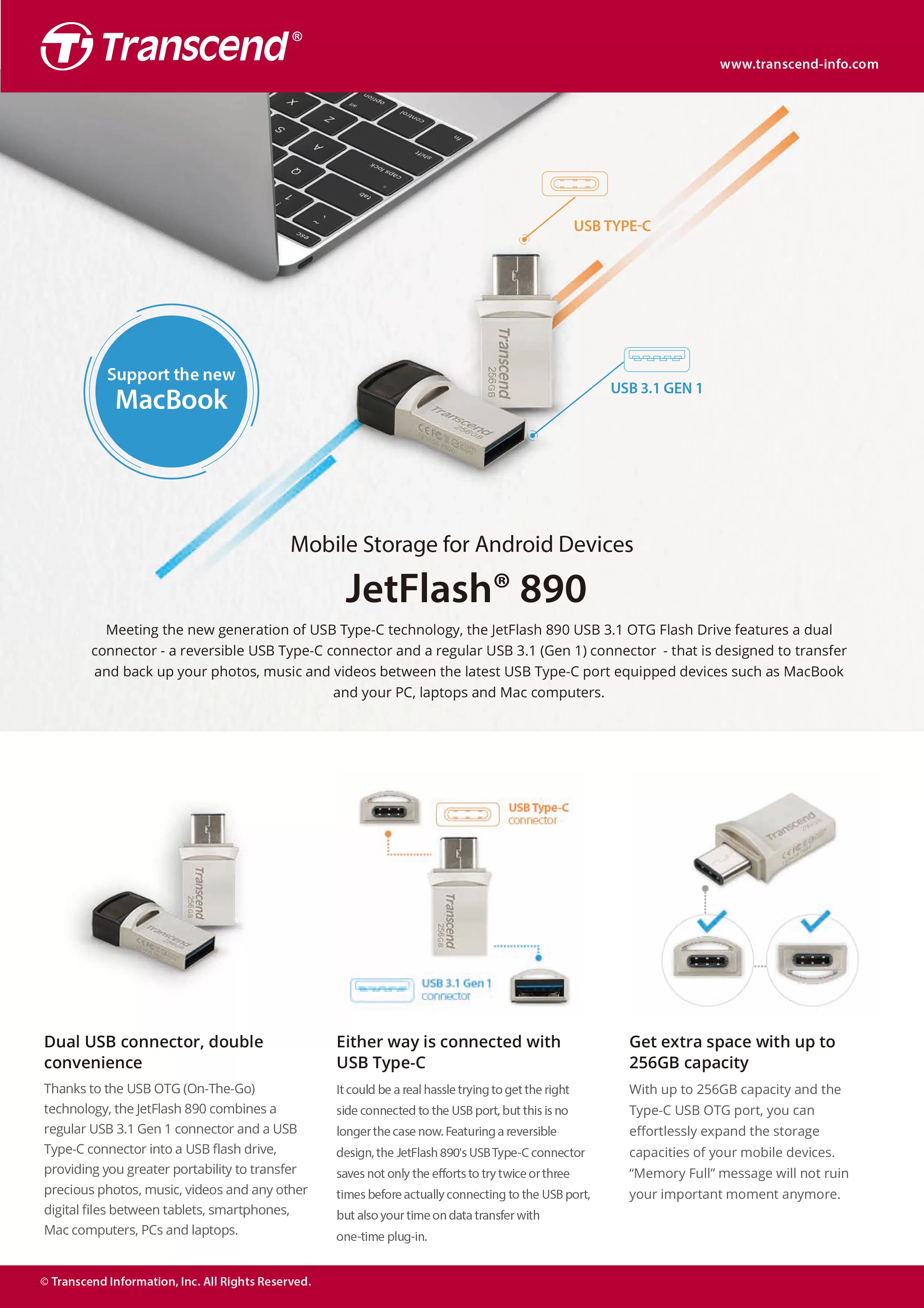 Transcend 創見 JetFlash 890 Android 行動儲存碟