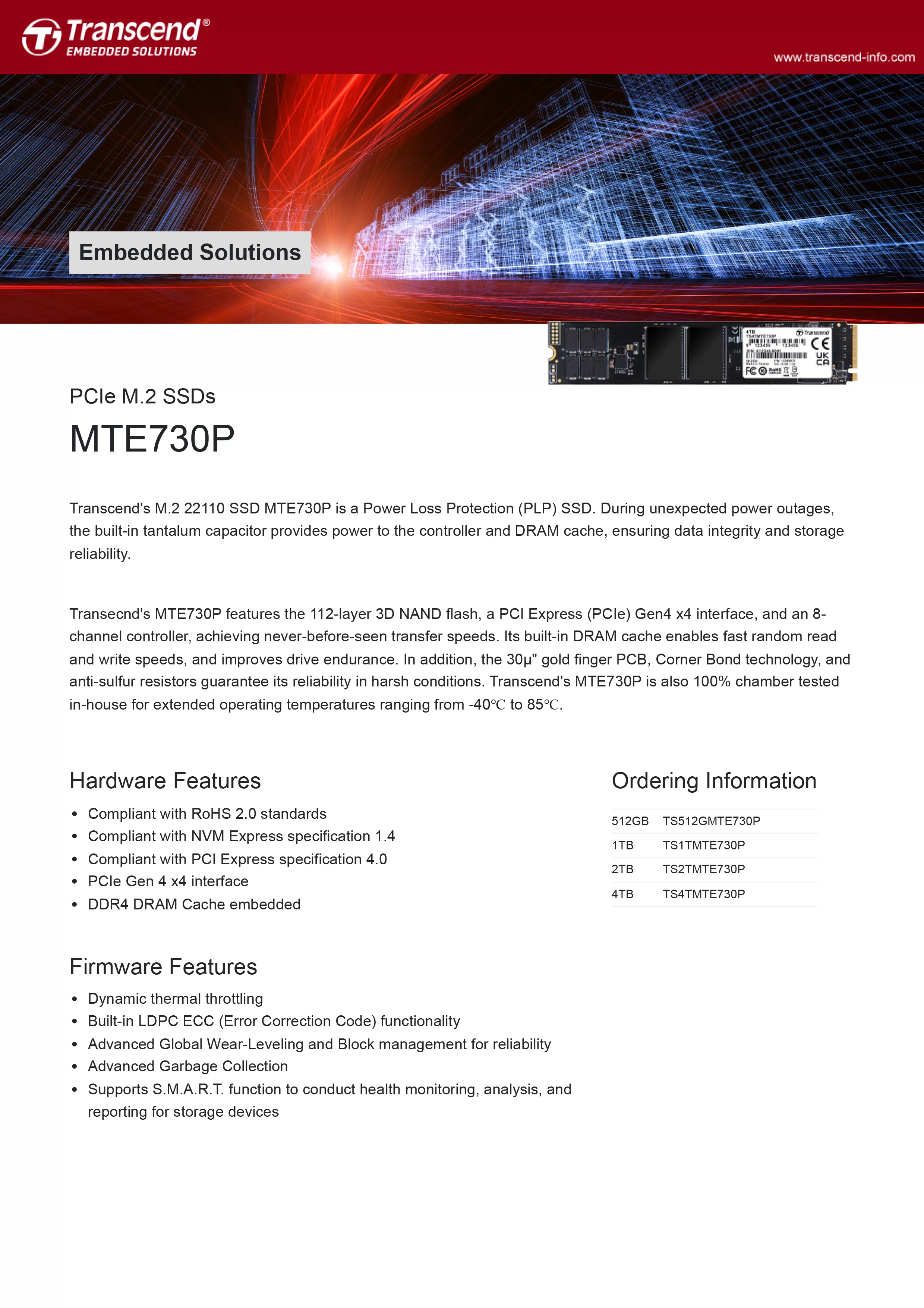 Transcend 創見 MTE730P PCIe M.2 SSDs