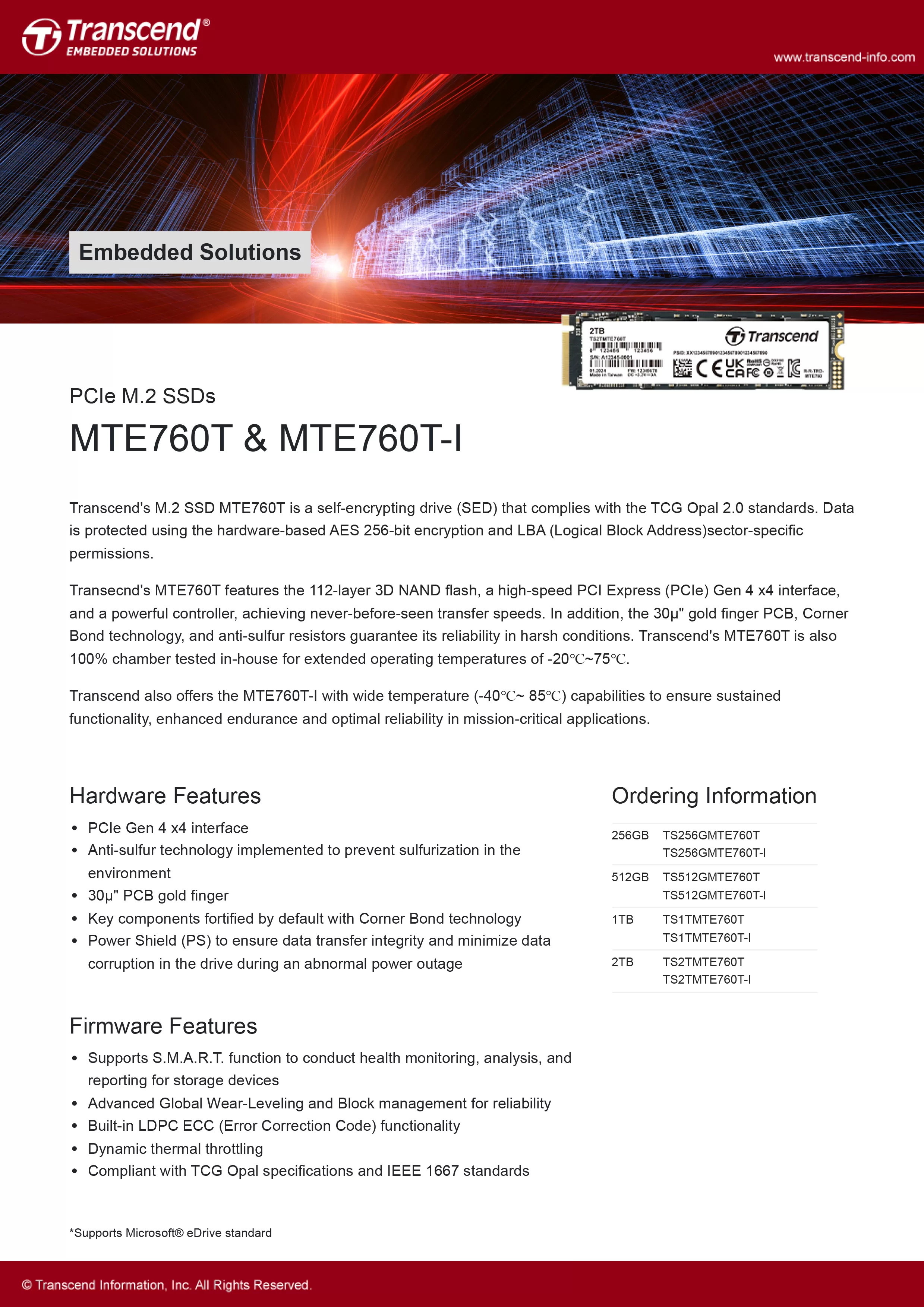 Transcend 創見 MTE760T PCIe M.2 SSDs