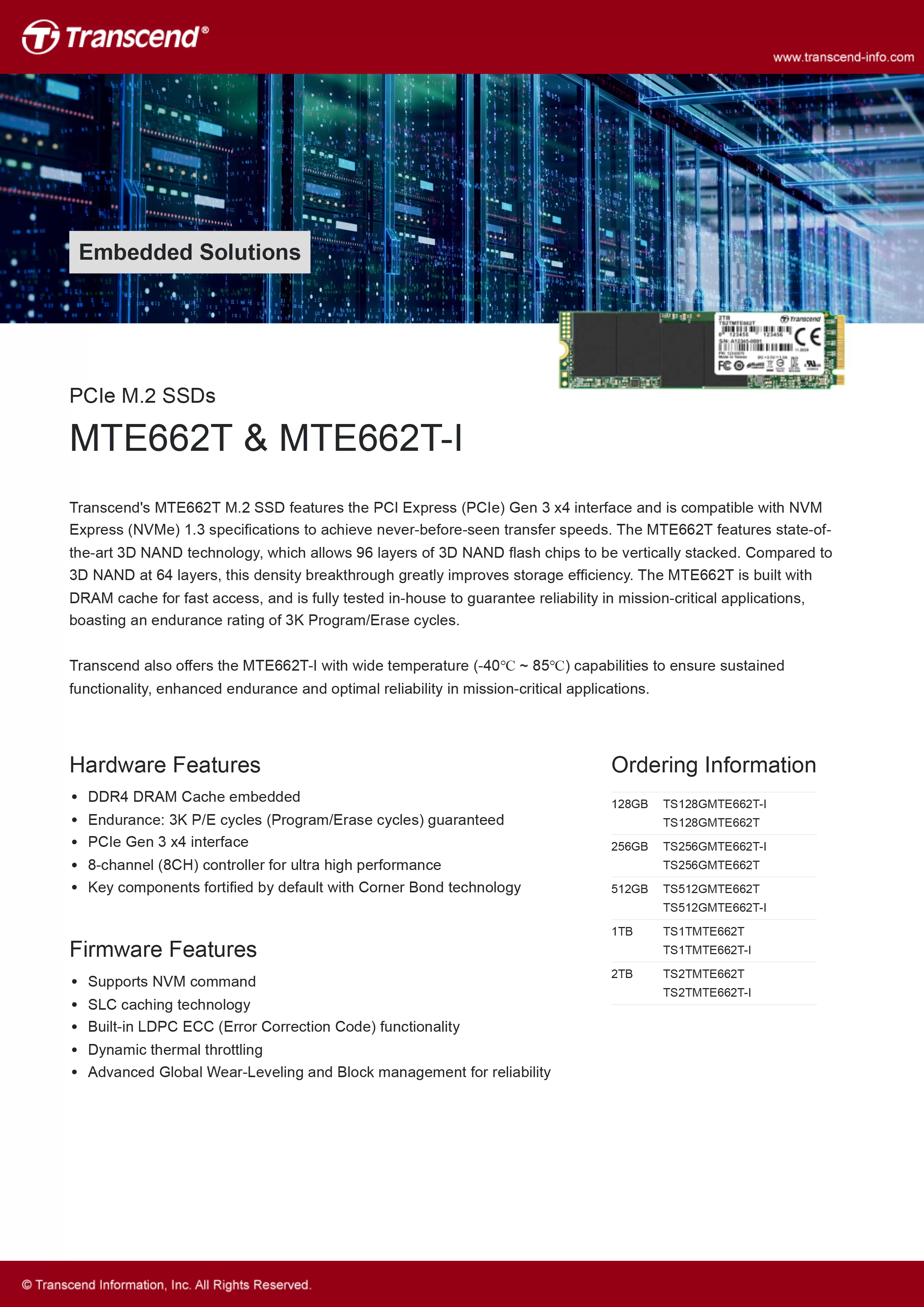 Transcend 創見 MTE662T-I PCIe M.2 SSDs