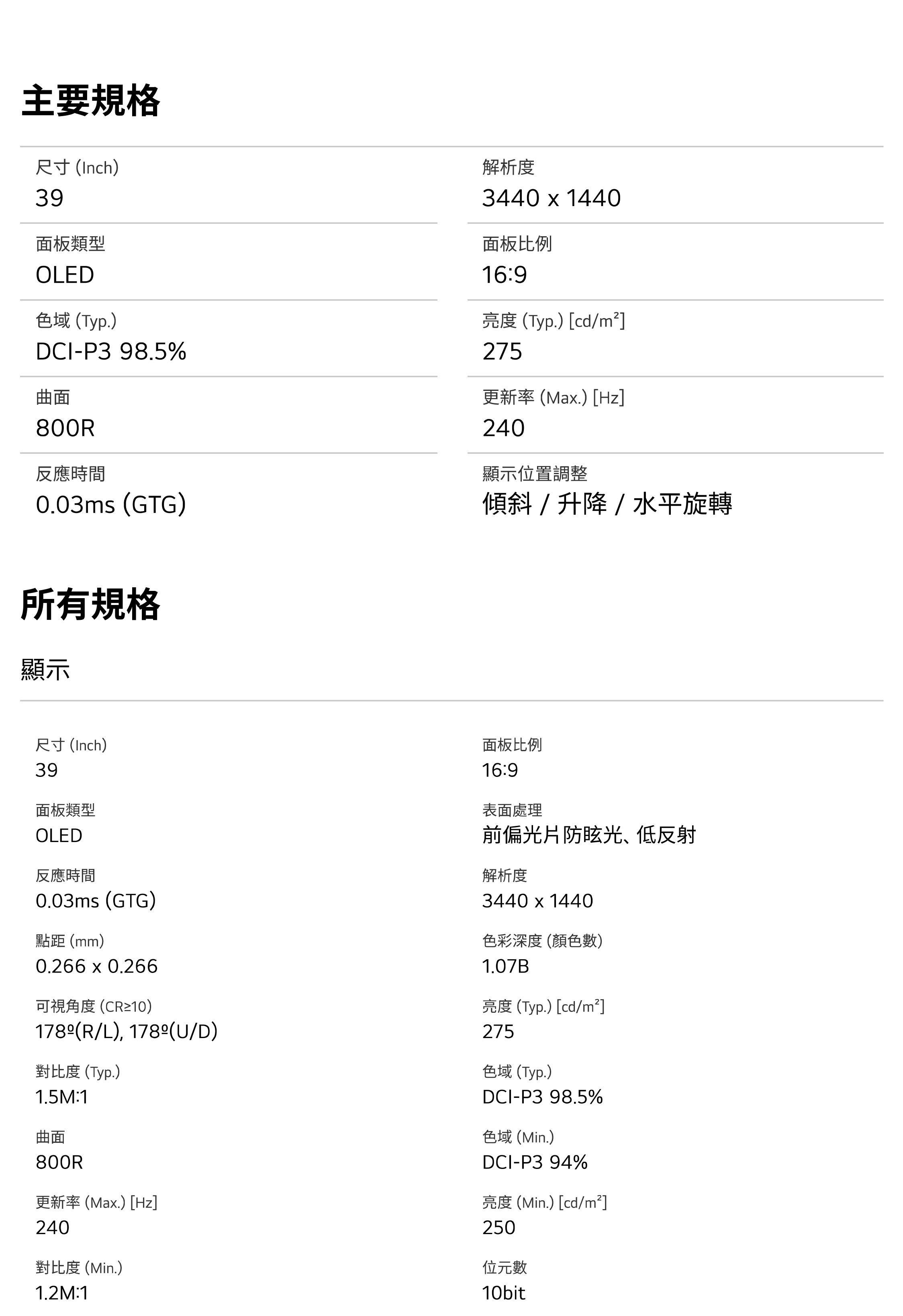 LG 樂金 34" UltraGear™ WQHD 21:9 專業電競螢幕