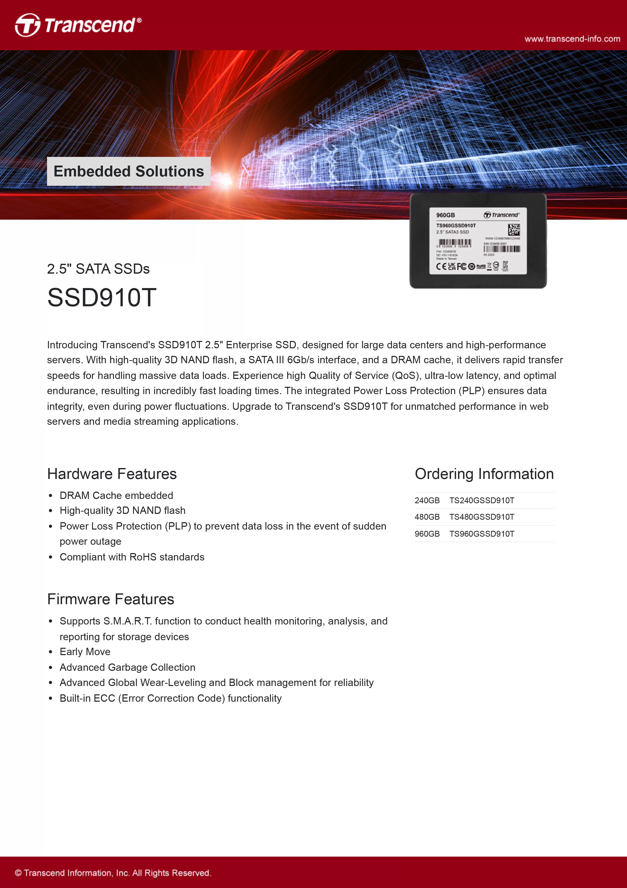 Transcend 創見 SSD910T 2.5" SATA SSDs