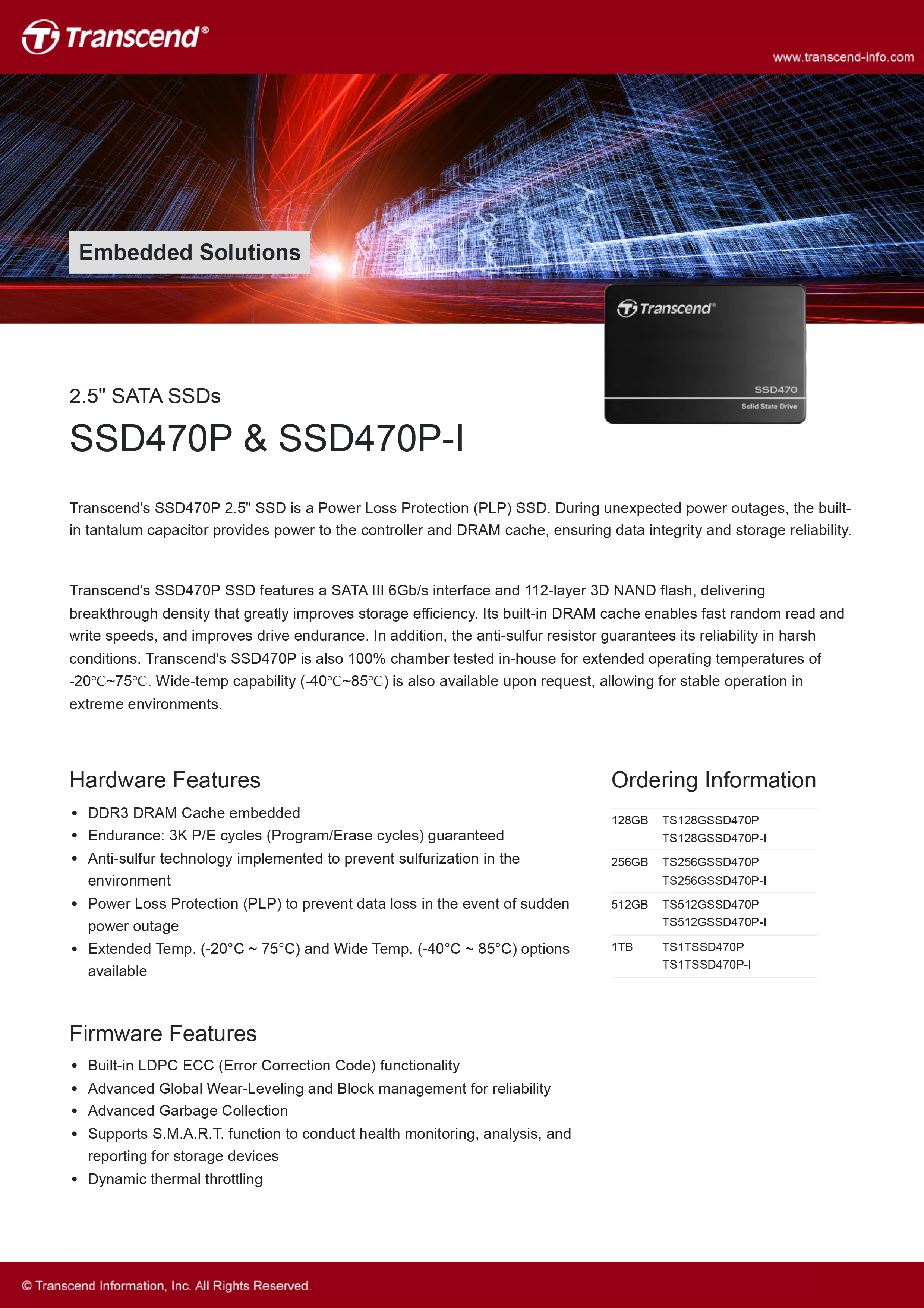 Transcend 創見 SSD470P-I 2.5" SATA SSDs