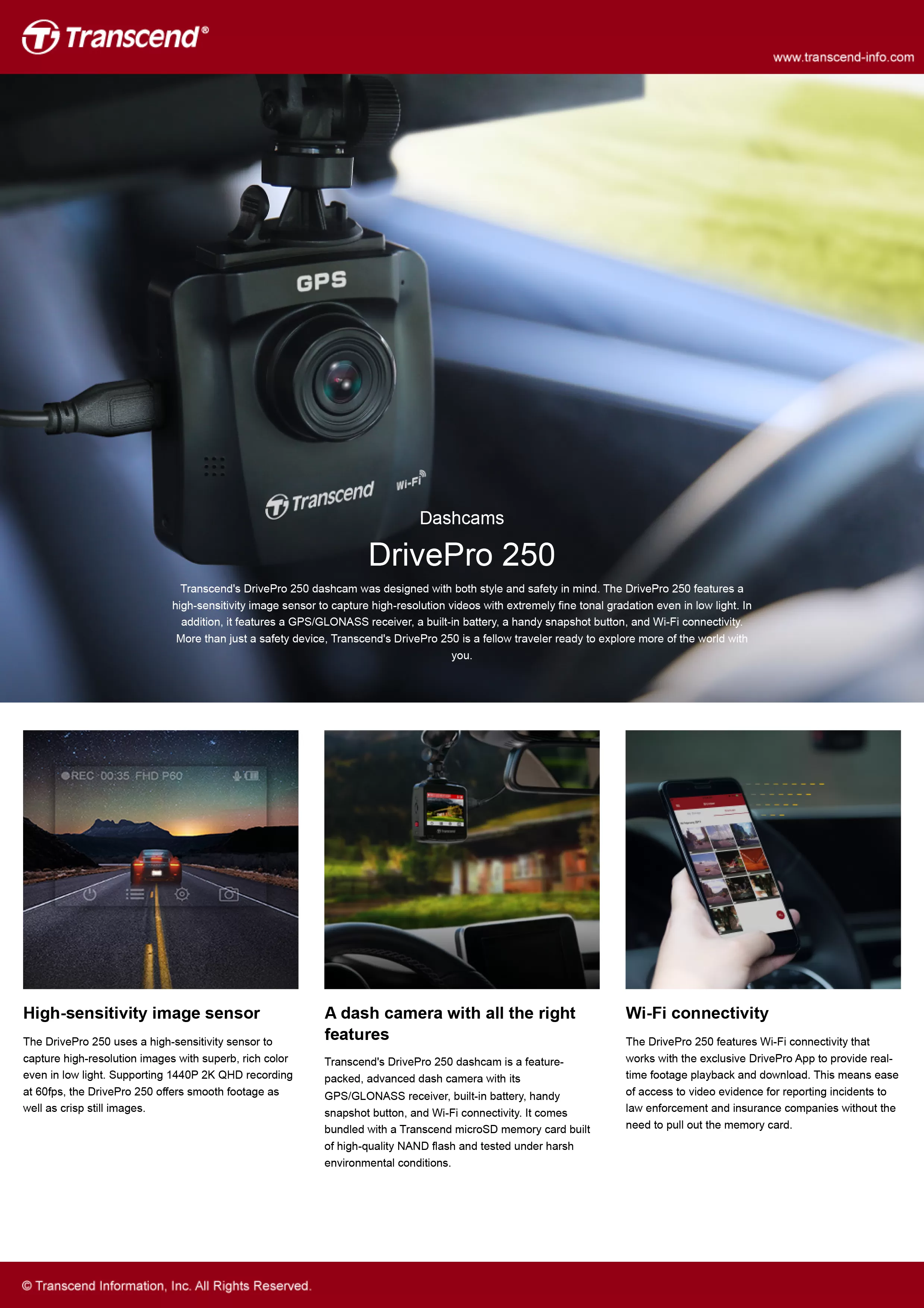 Transcend 創見 DrivePro 250 行車紀錄器