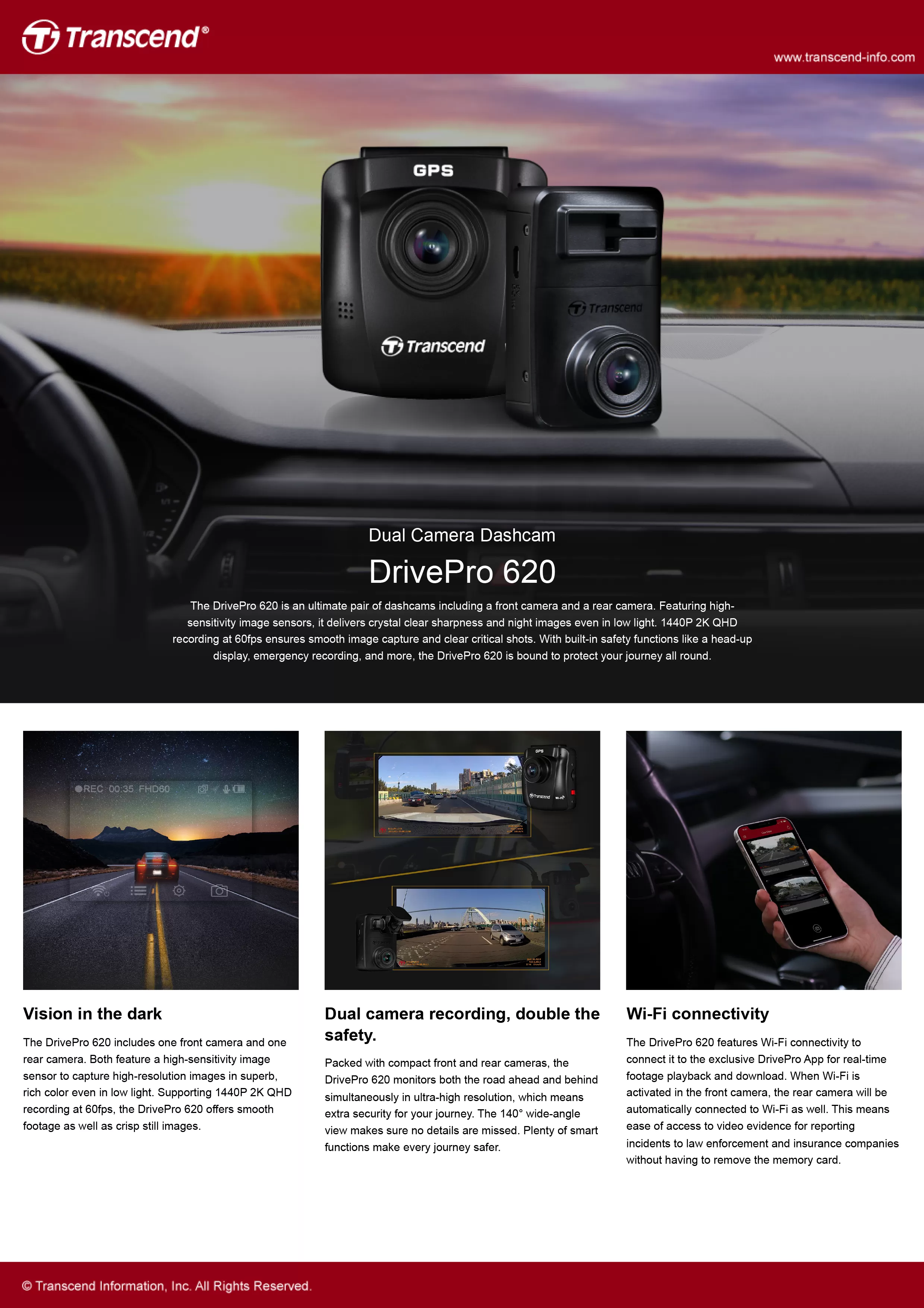 Transcend 創見 DrivePro 620 雙頭行車紀錄器