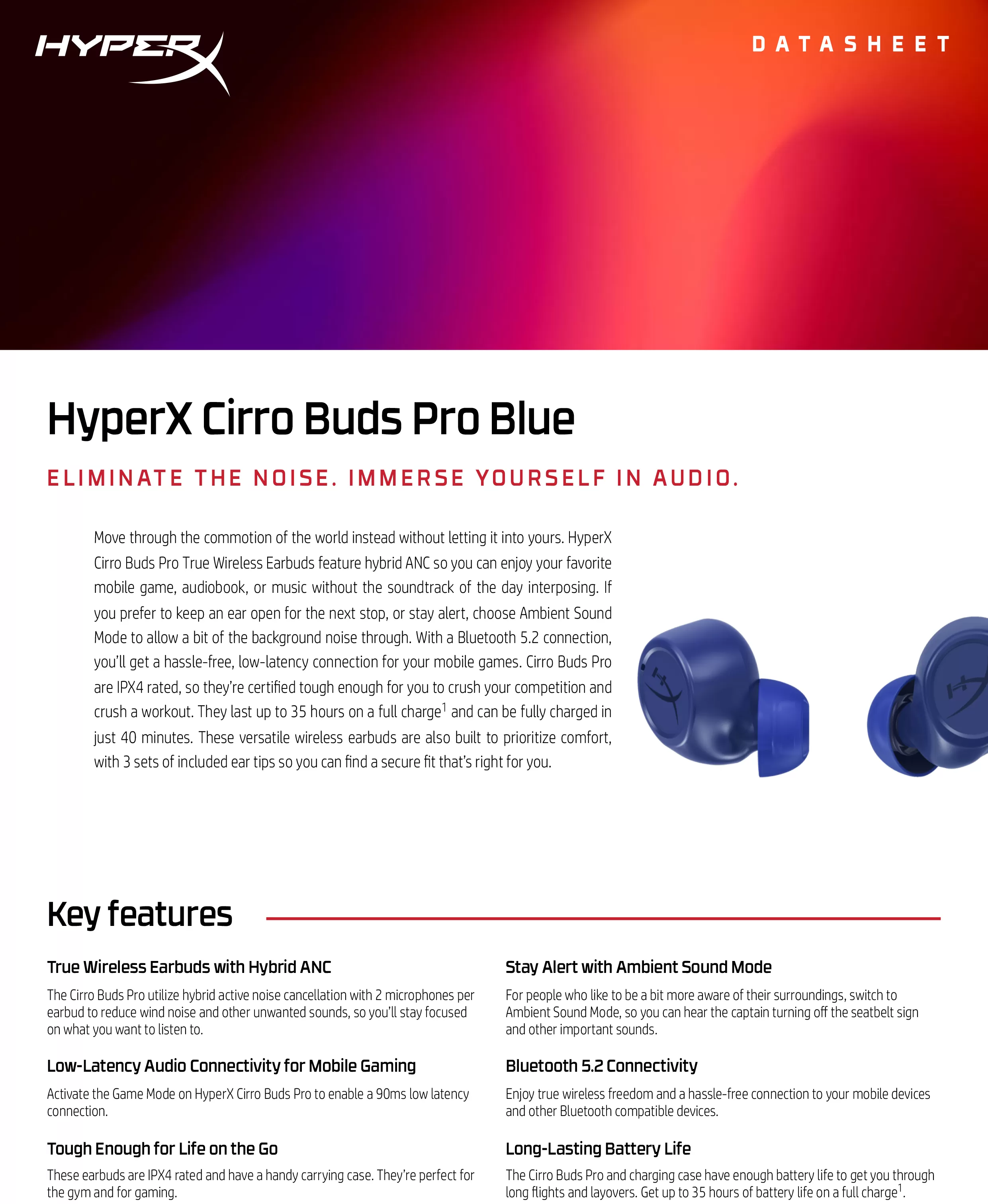 HyperX Cirro Buds Pro (藍色)