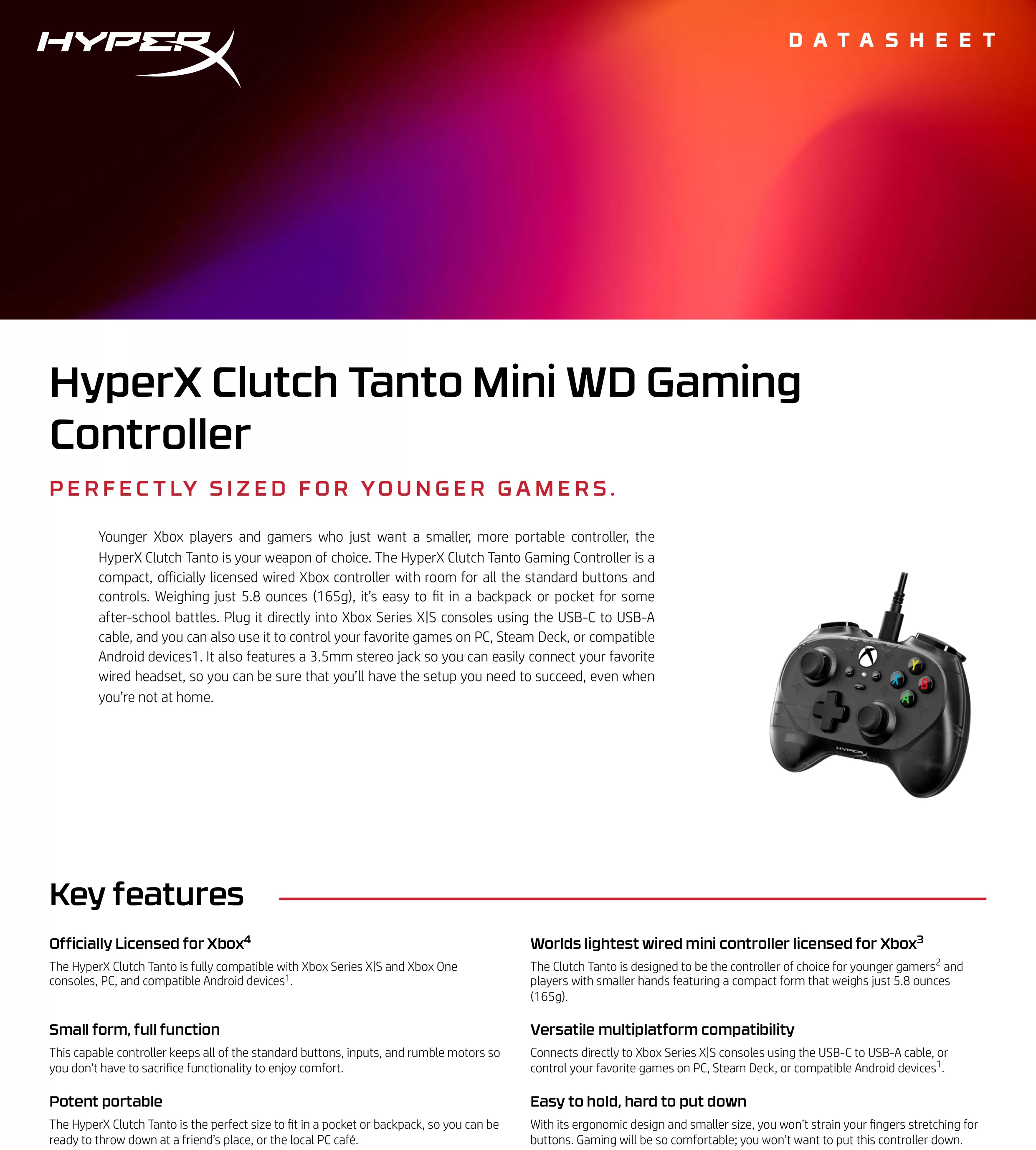 HyperX Clutch Tanto 迷你有線遊戲控制器