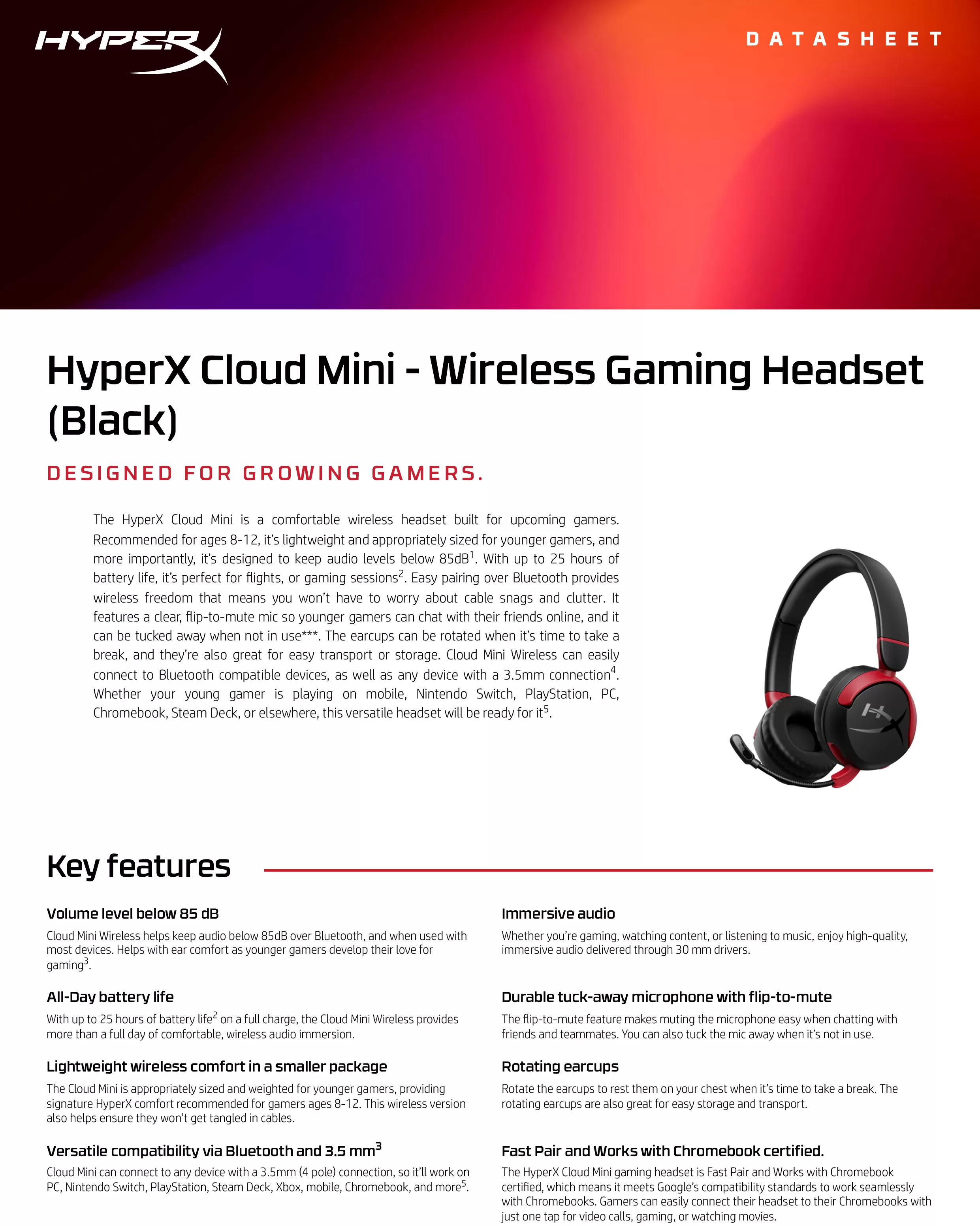 HyperX Cloud Mini - 無線電競耳機（黑色）