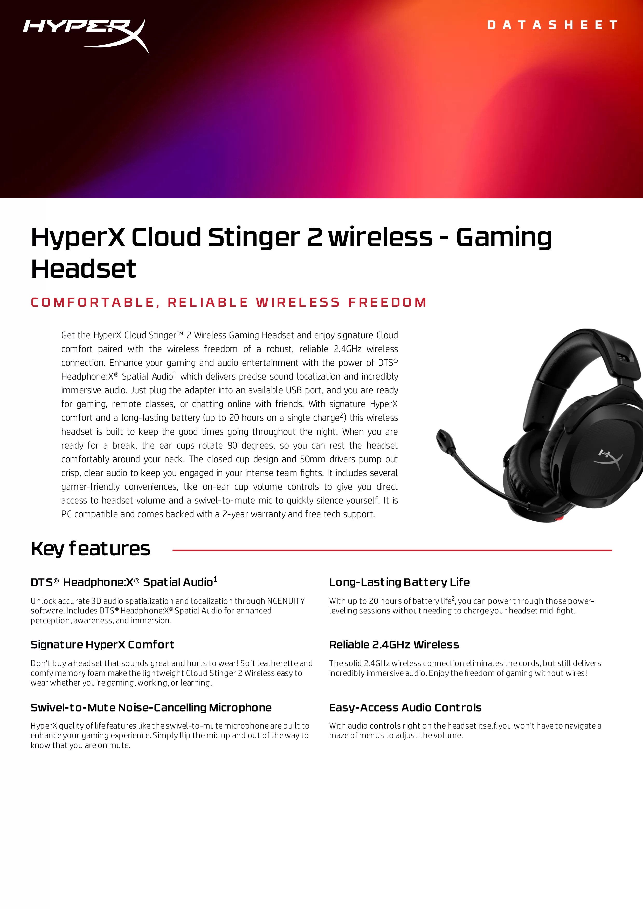 HyperX Cloud Stinger 2 - 無線電競耳機