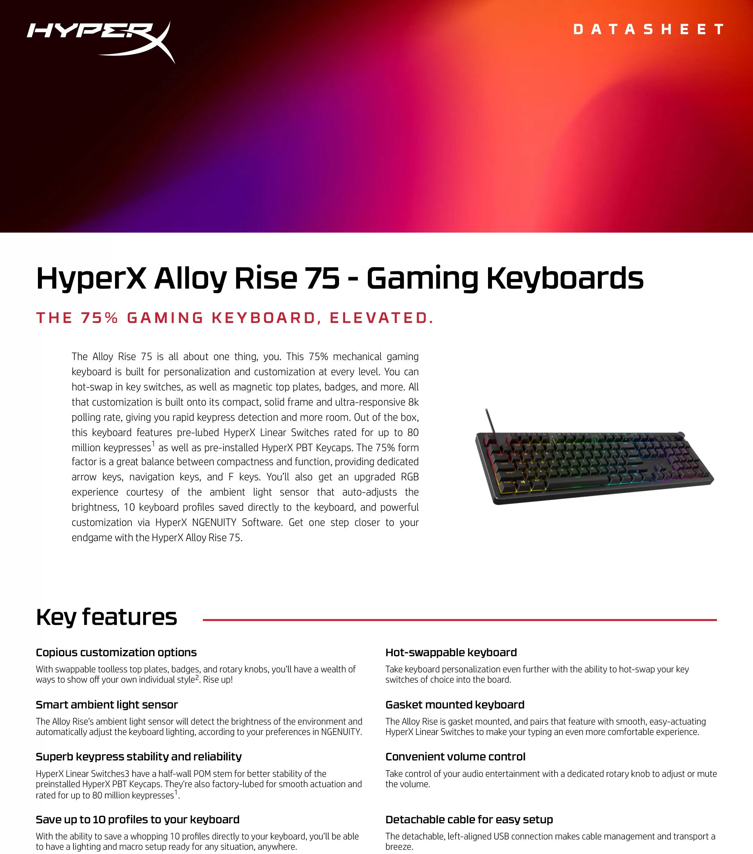 HyperX Alloy Rise 75——電競鍵盤