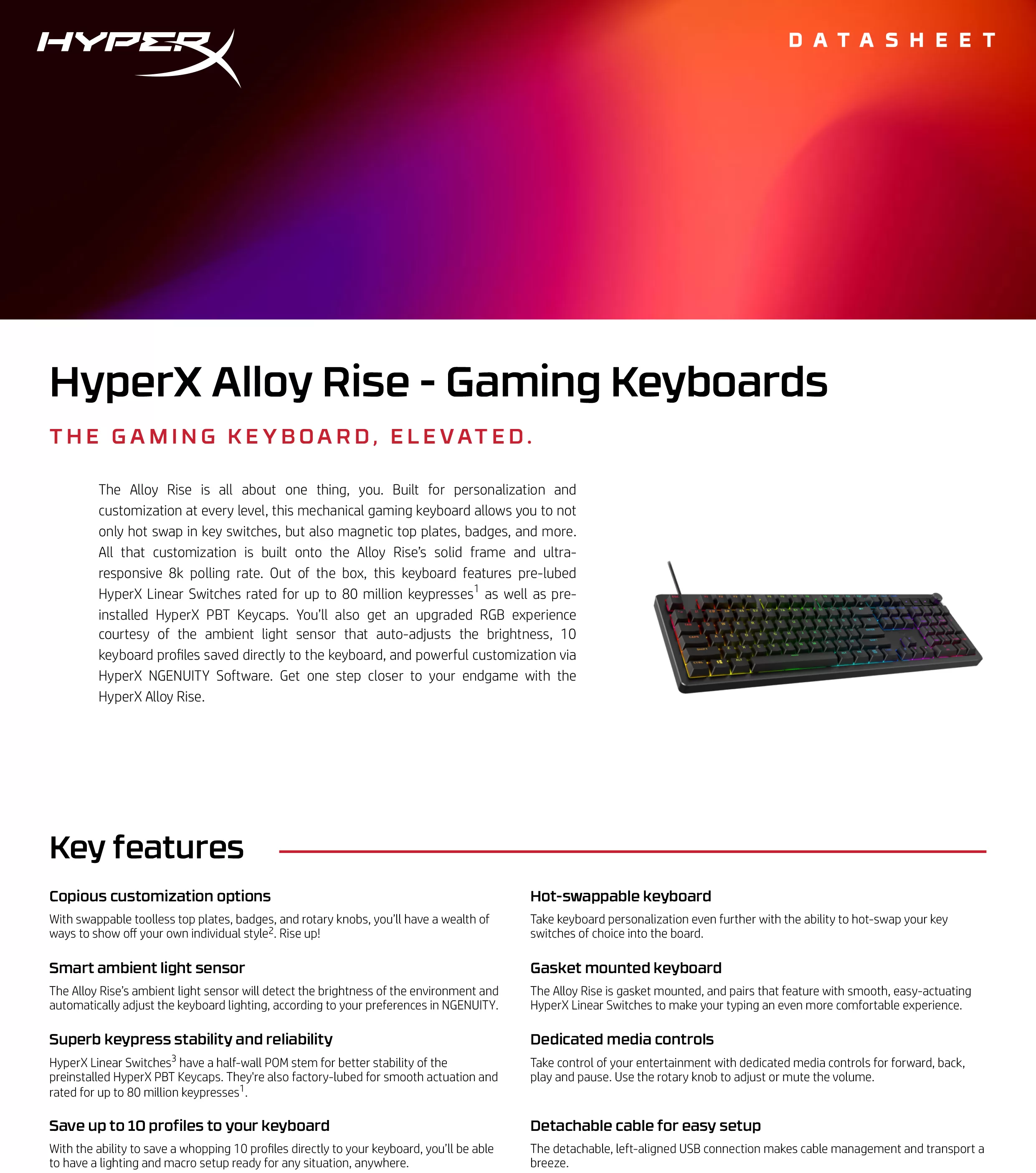 HyperX Alloy Rise——電競鍵盤