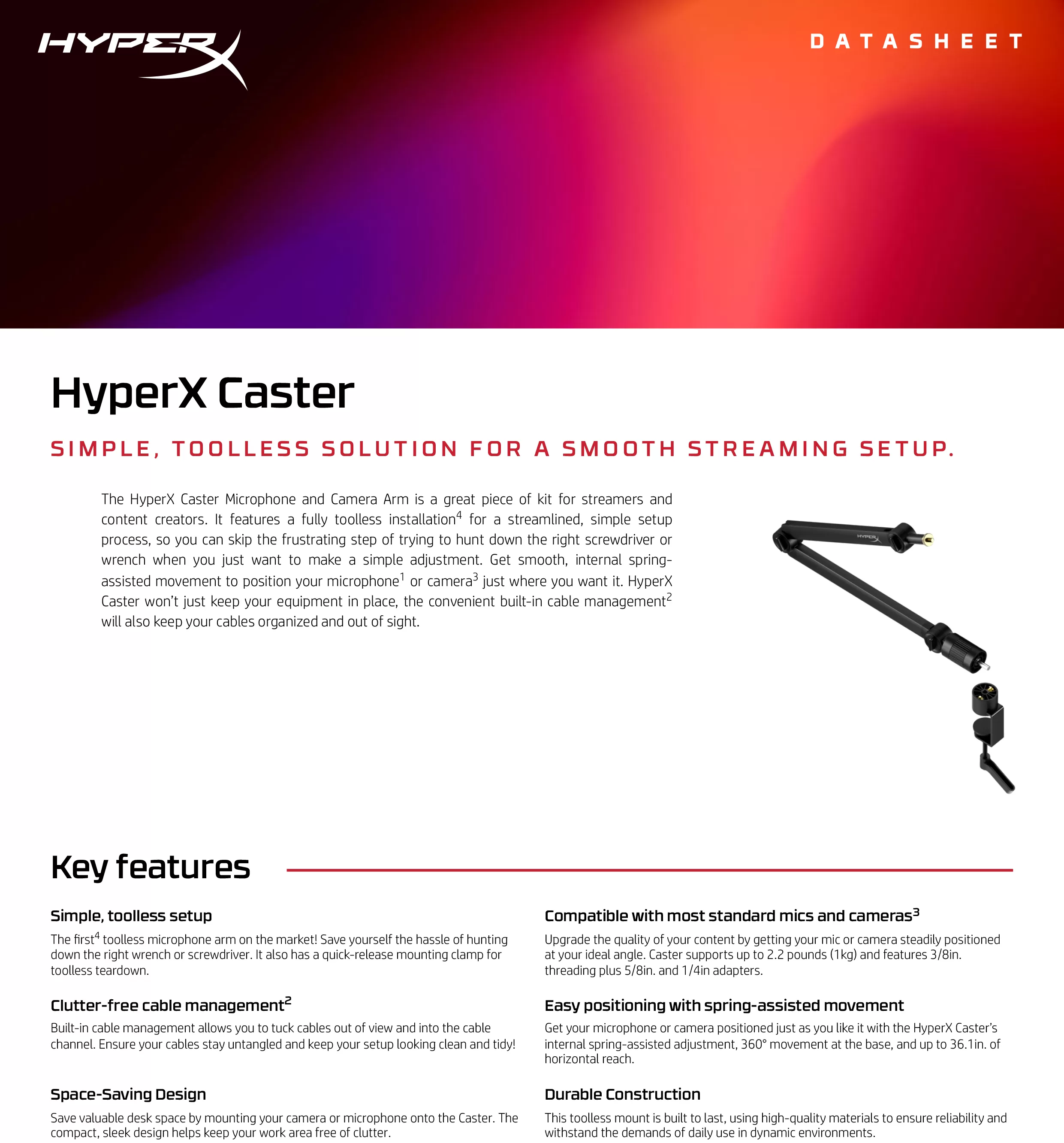 HyperX 麥克風懸臂式支架—彈簧式