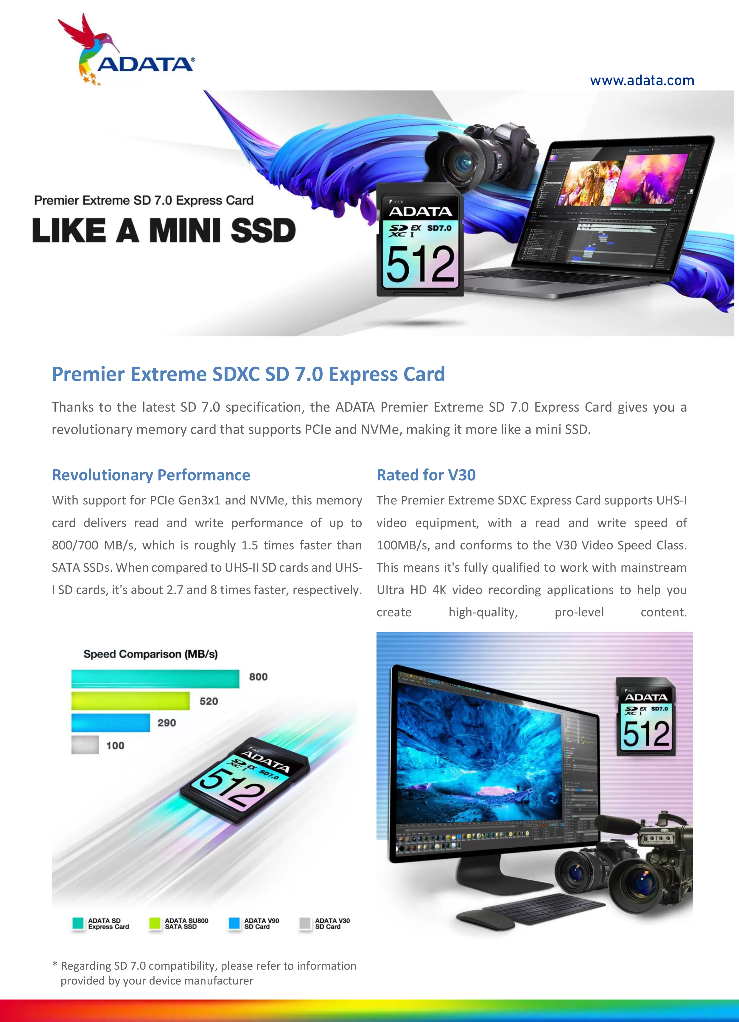 ADATA 威剛 Premier Extreme SDXC SD 7.0 Express 記憶卡