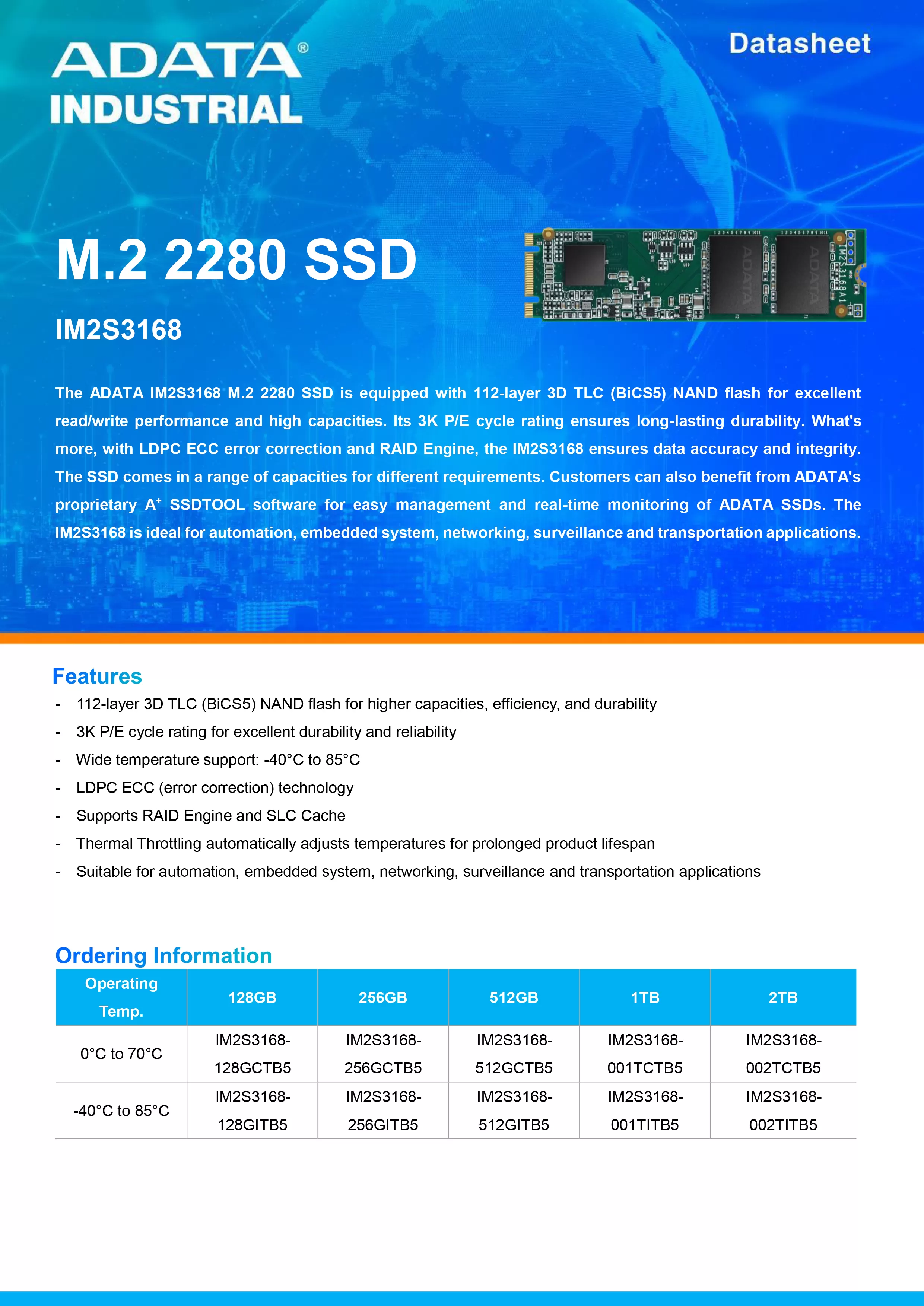 ADATA 威剛 IM2S3168 工業級 SATA SSD