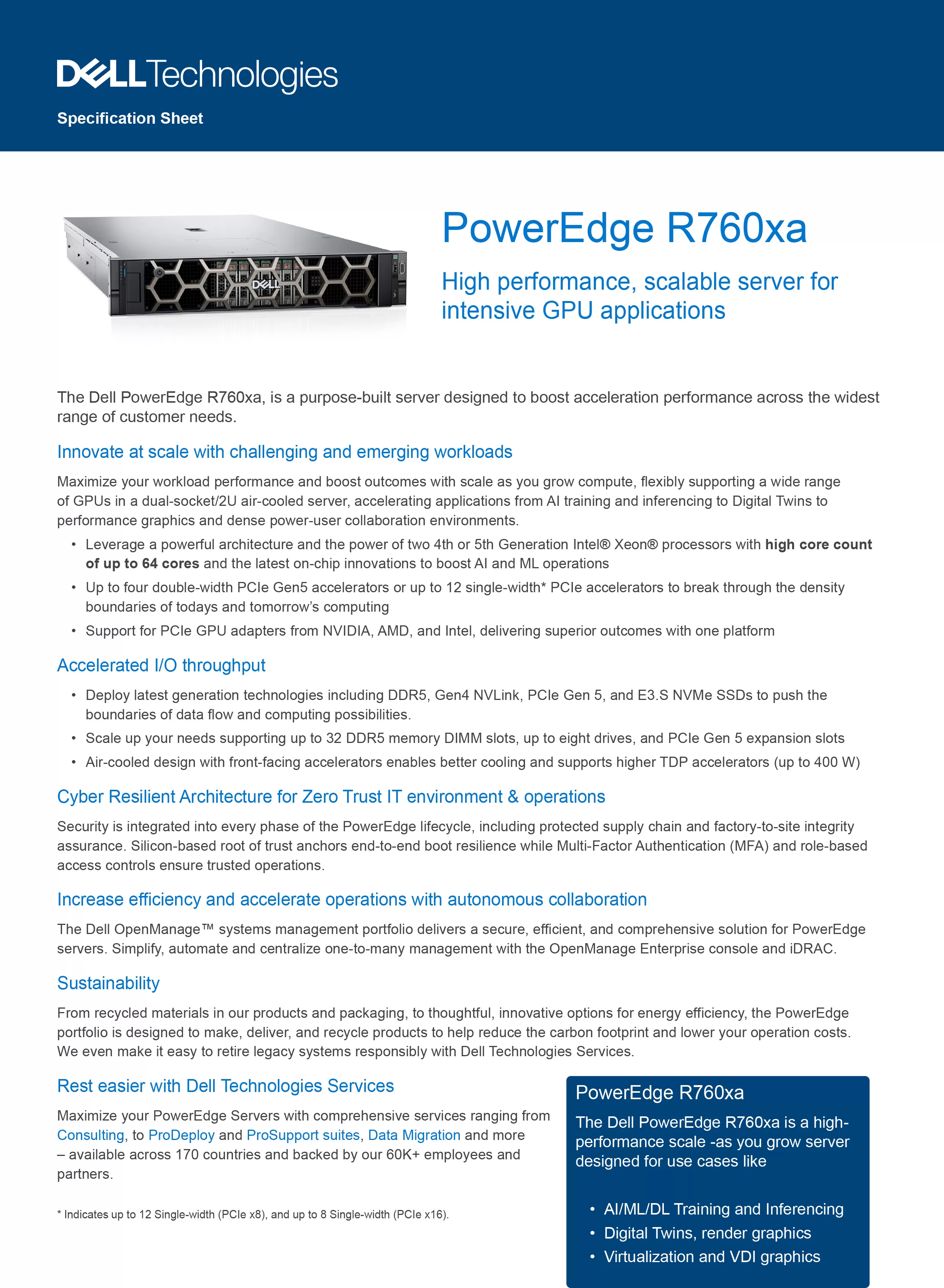 DELL 戴爾 PowerEdge R760xa 機架式伺服器