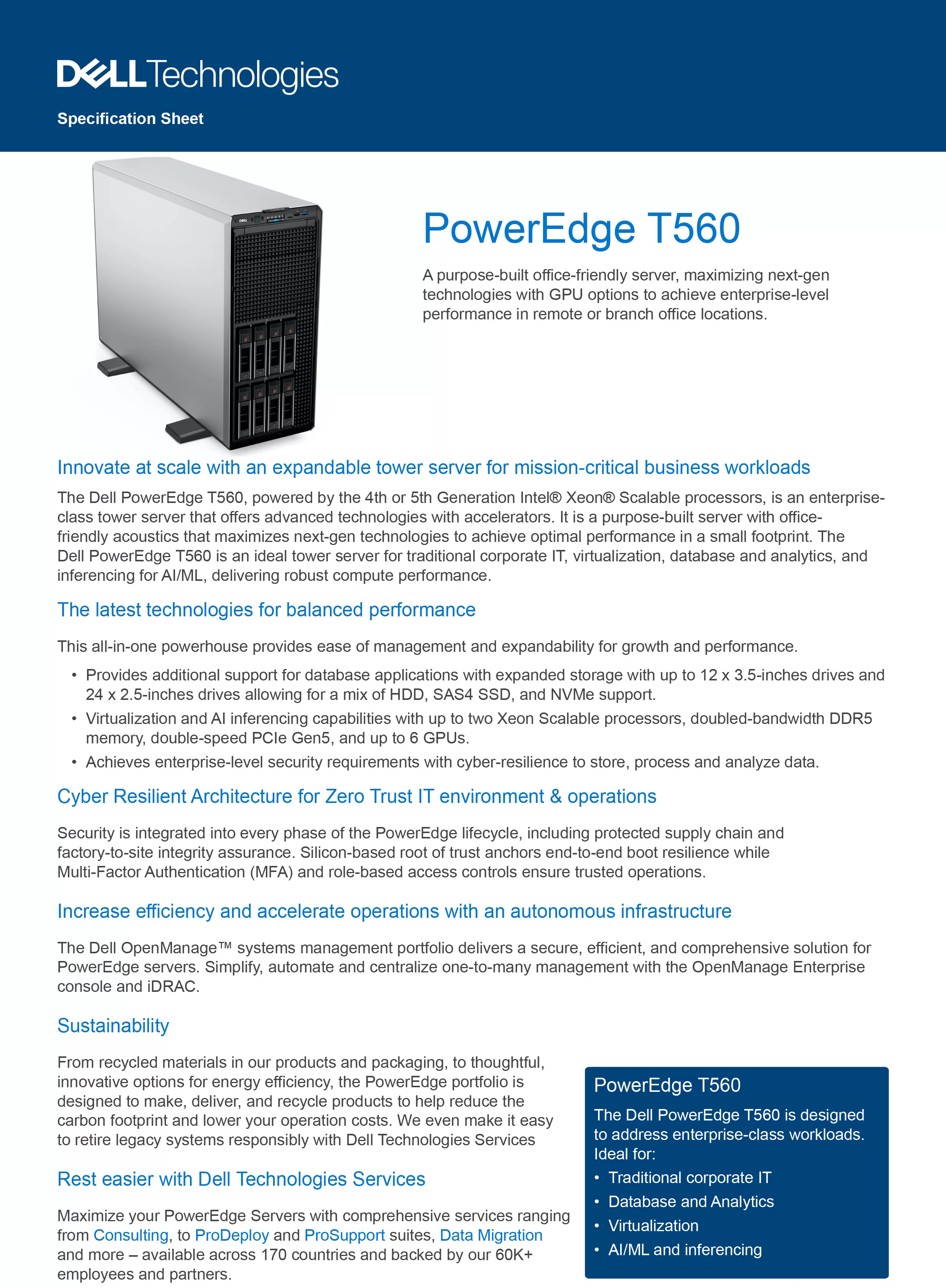 DELL 戴爾 PowerEdge T560 立式伺服器