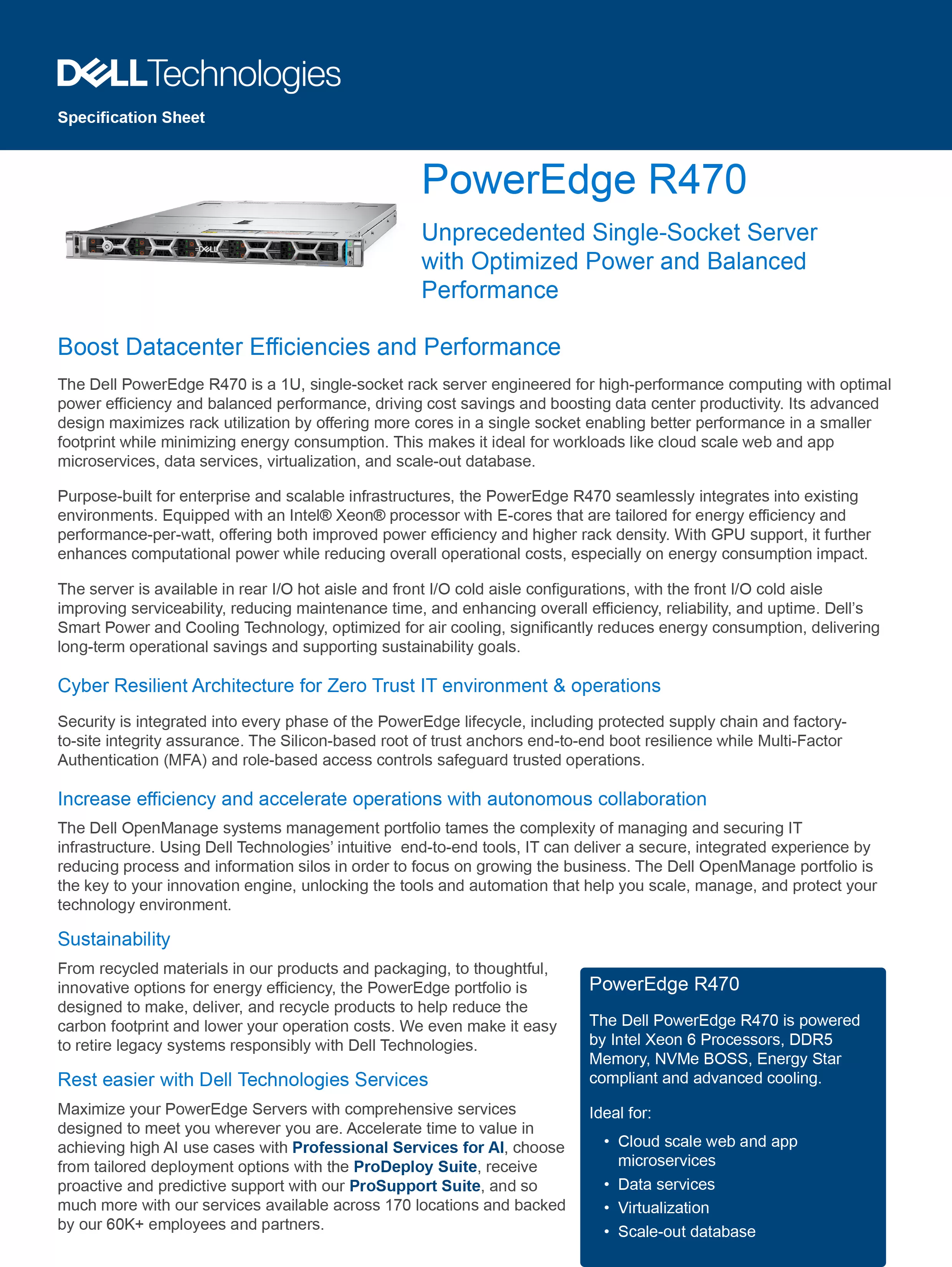 DELL 戴爾 PowerEdge R470 機架式伺服器