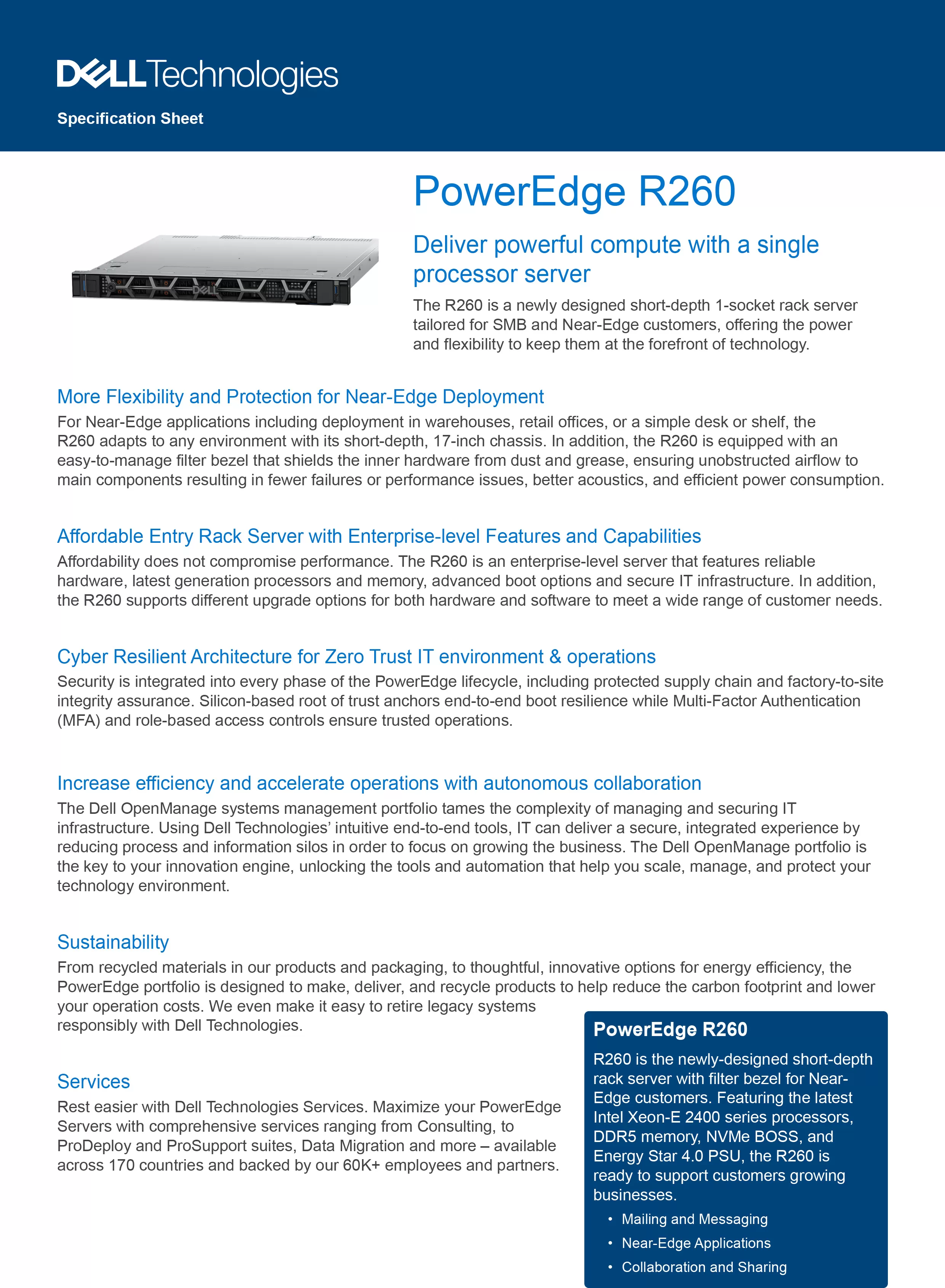 DELL 戴爾 PowerEdge R260 機架式伺服器