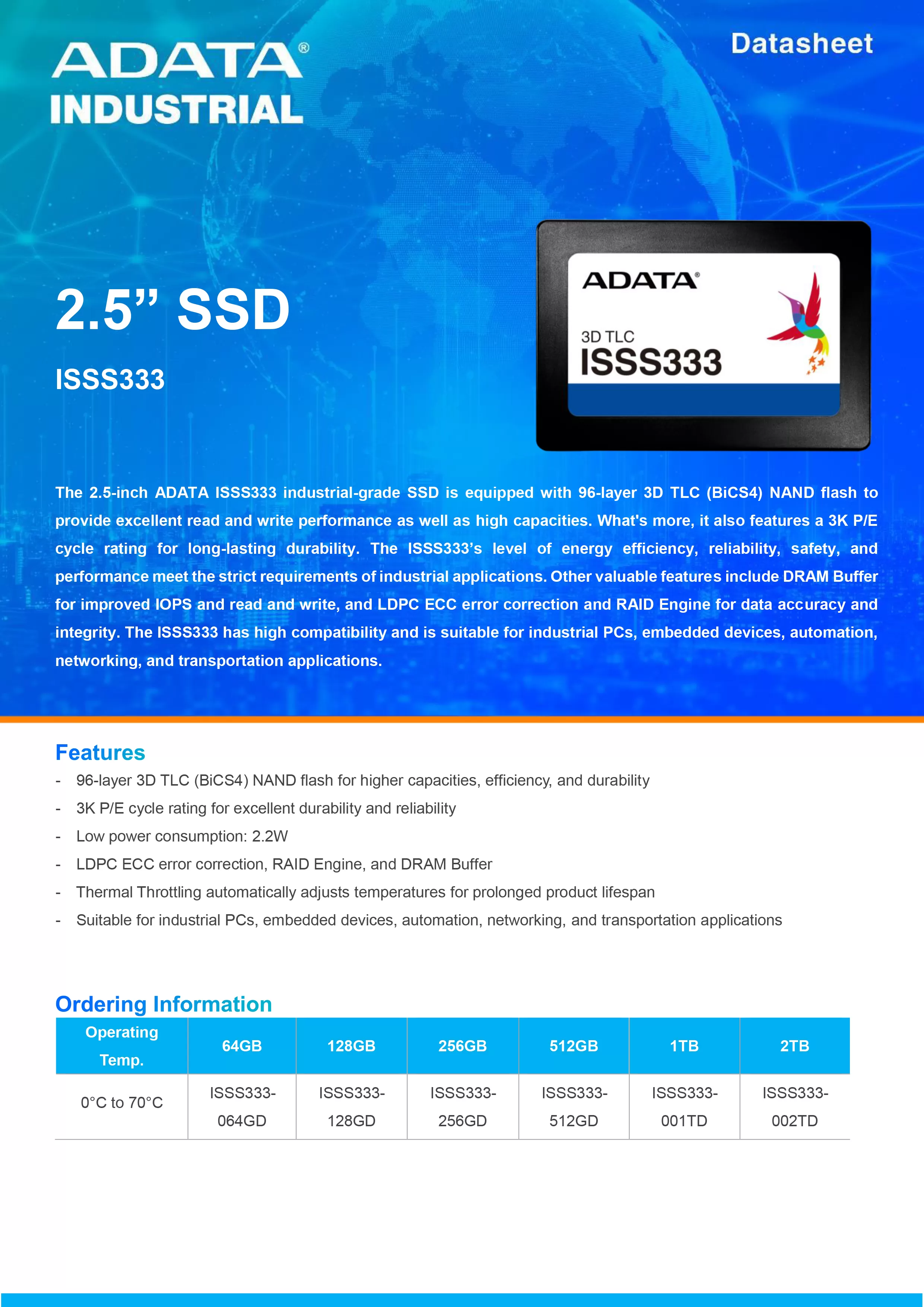 ADATA 威剛 ISSS333 工業級 SATA SSD