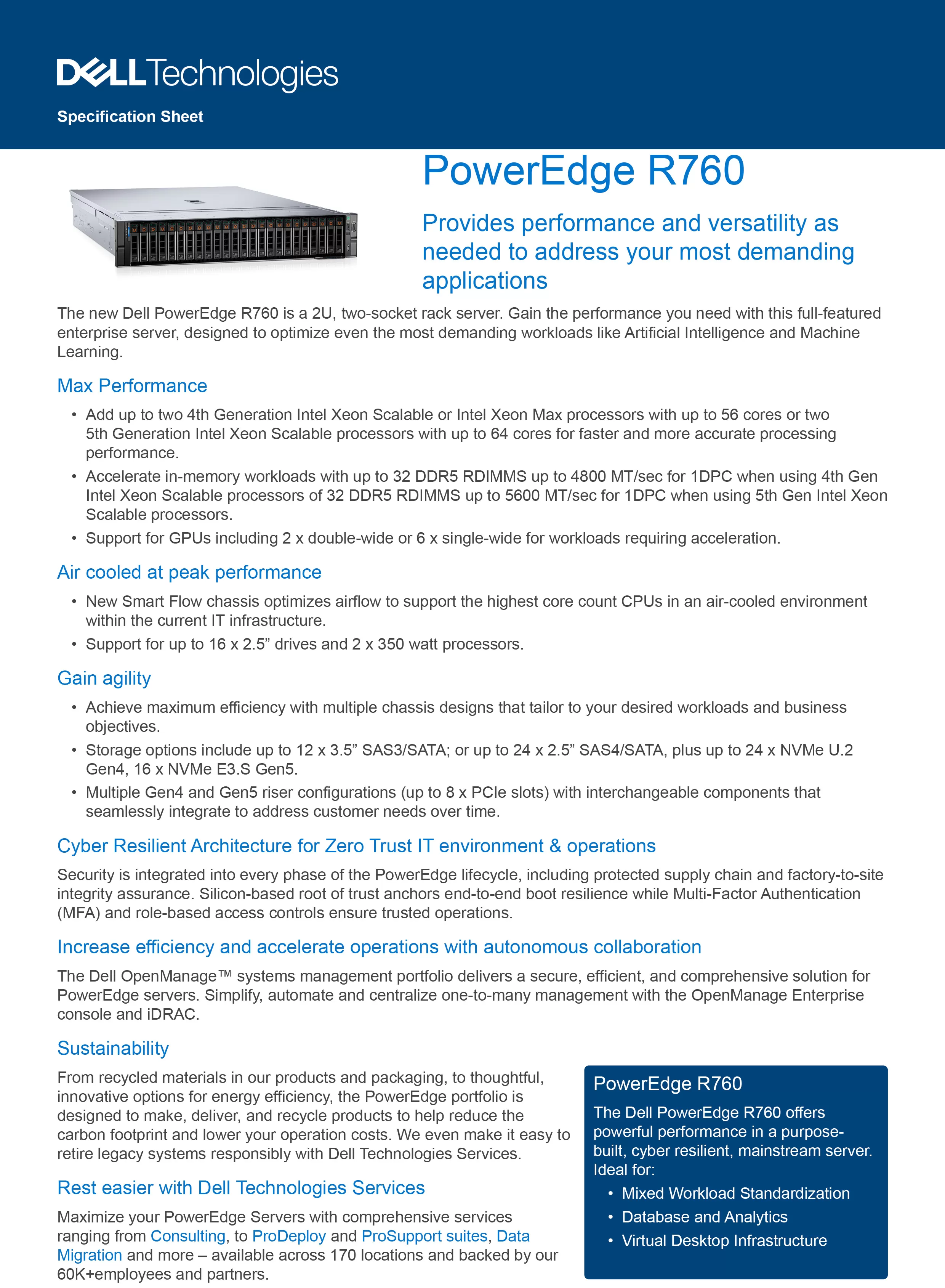 DELL 戴爾 PowerEdge R760 機架式伺服器