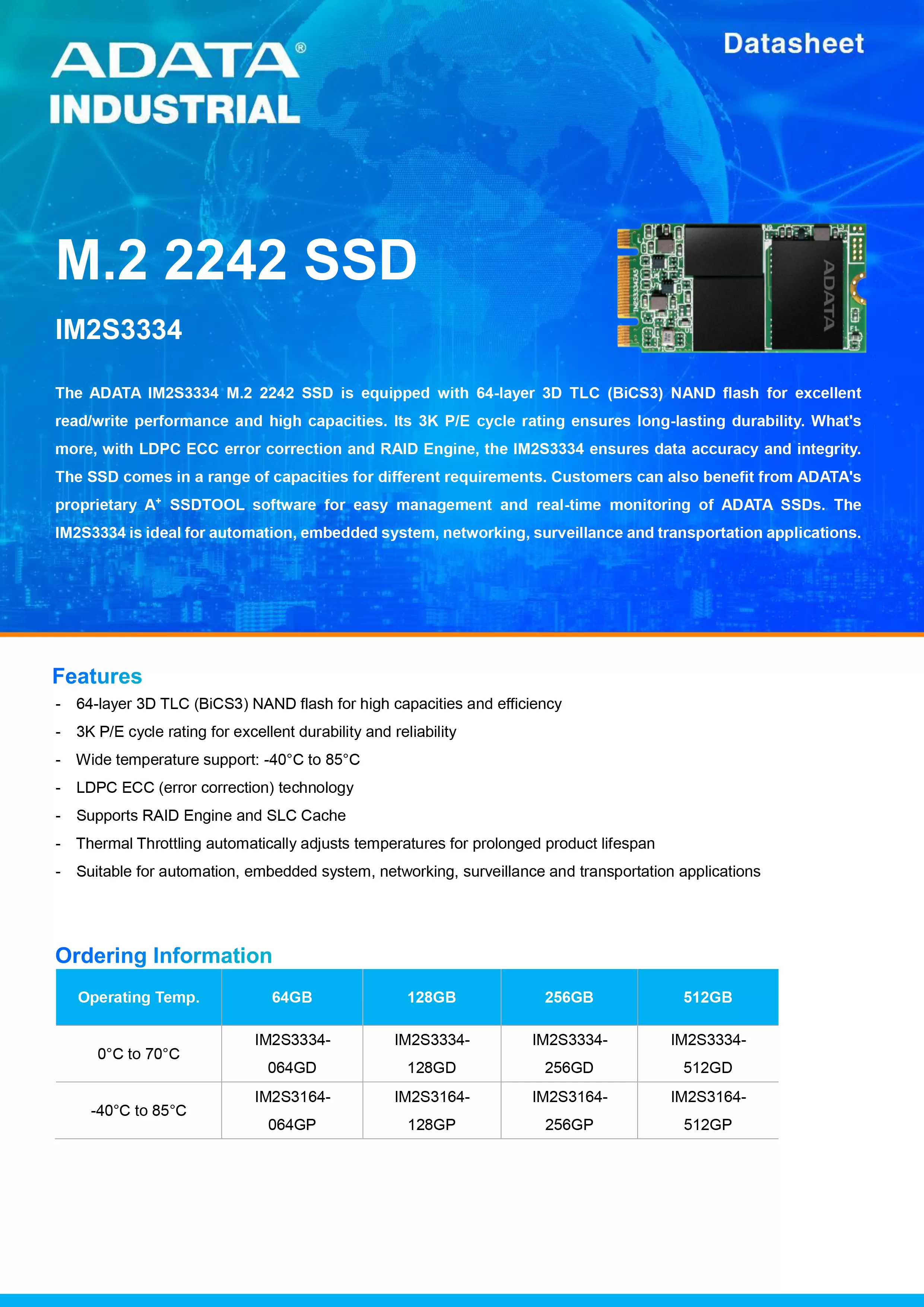 ADATA 威剛 IM2S3334 工業級 SATA SSD