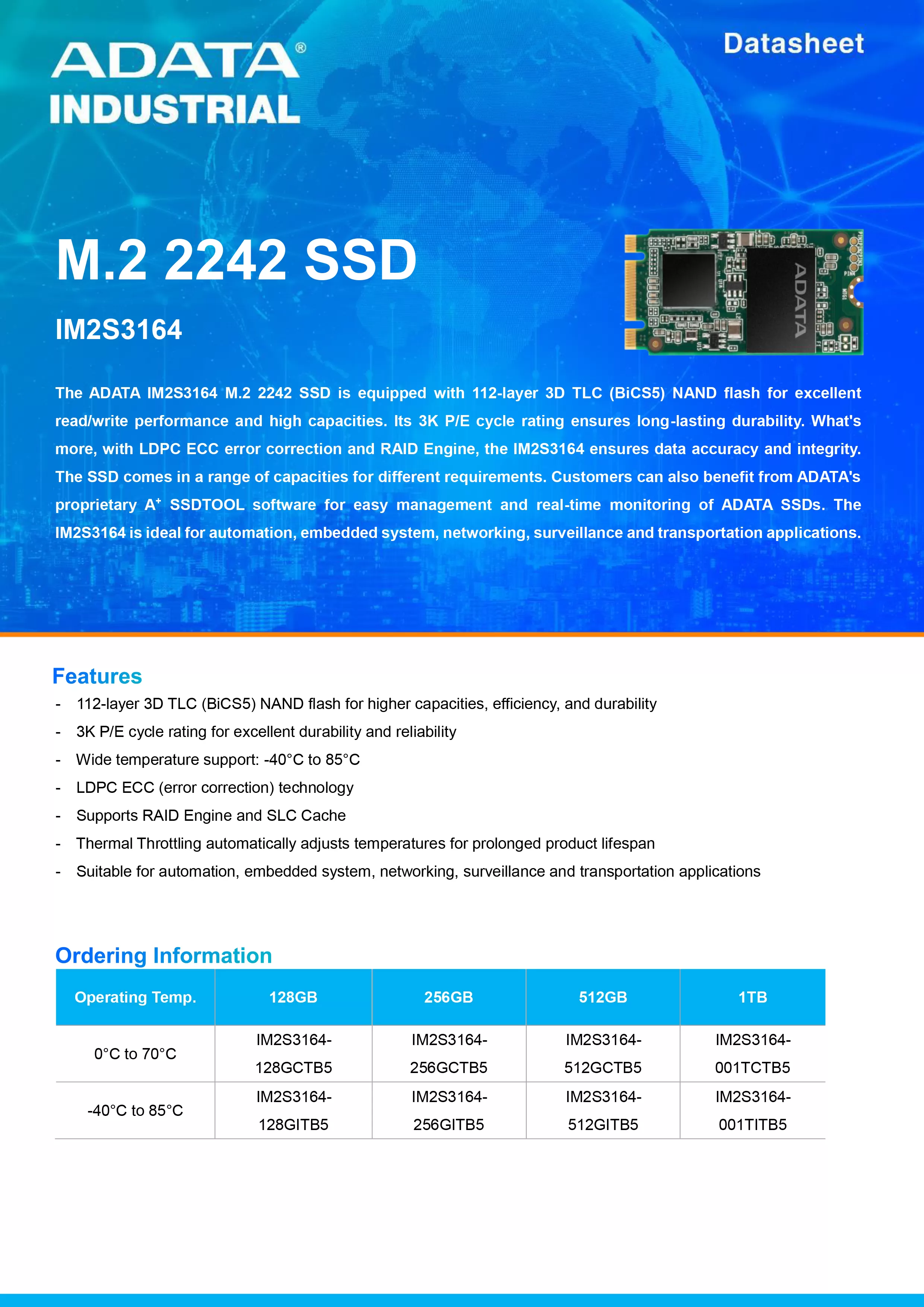 ADATA 威剛 IM2S3164 工業級 SATA SSD