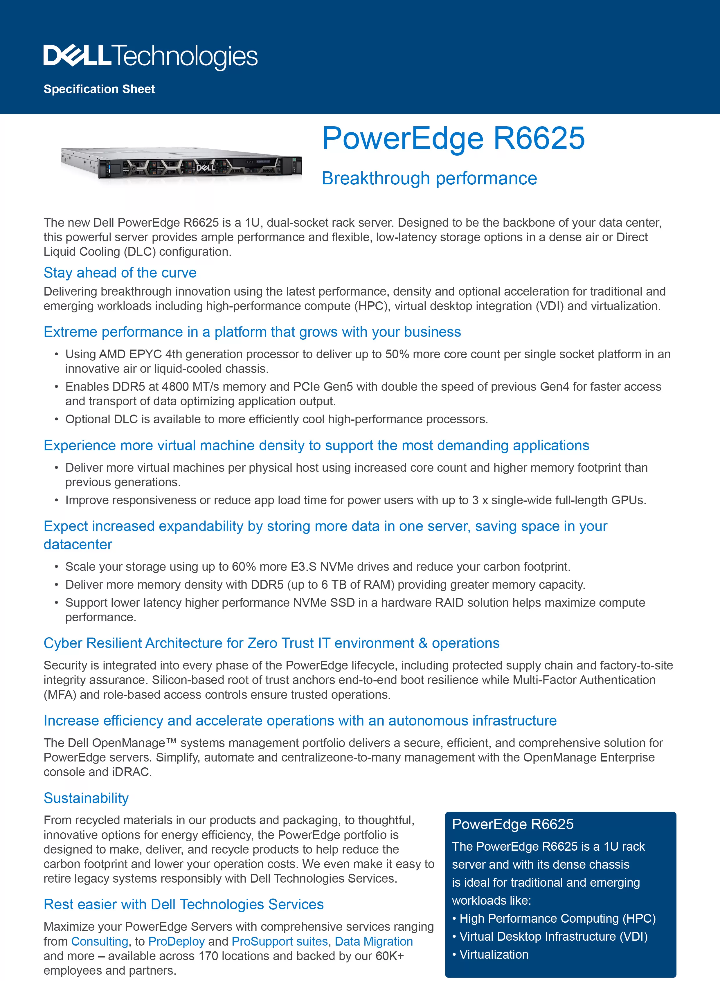 DELL 戴爾 PowerEdge R6625 機架式伺服器