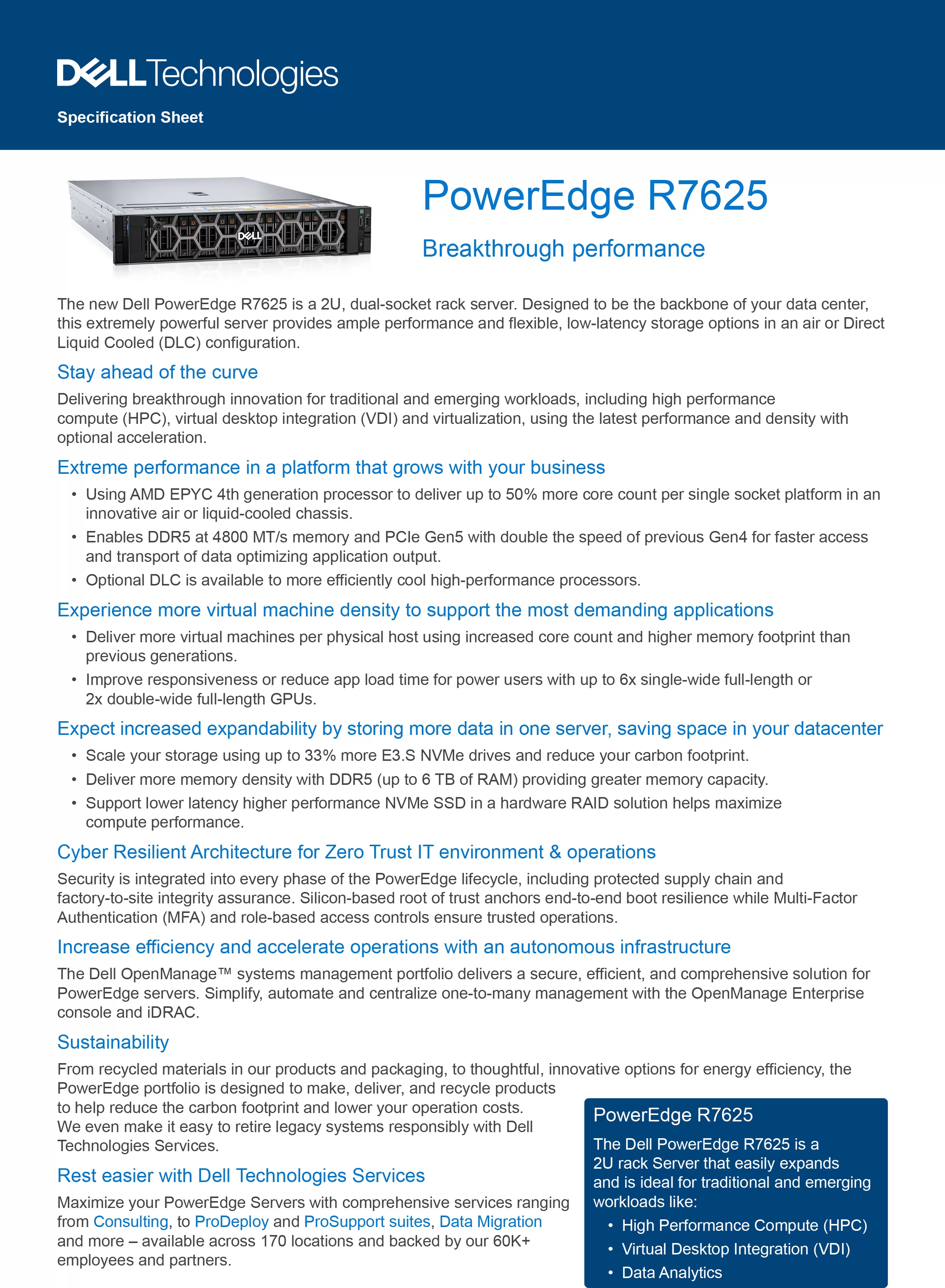 DELL 戴爾 PowerEdge R7625 機架式伺服器