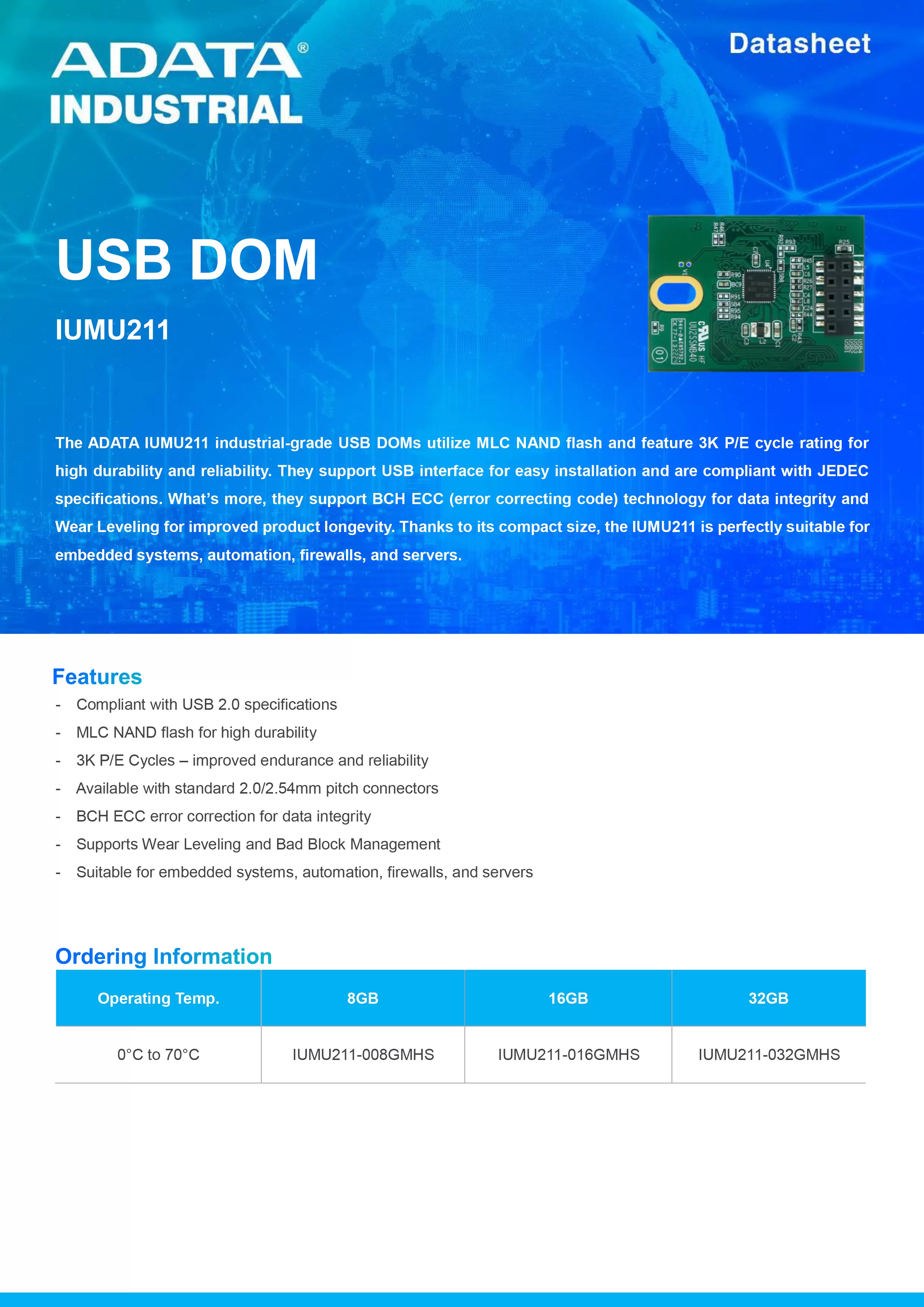 ADATA 威剛 IUMU211 USB DOM (Horizontal)