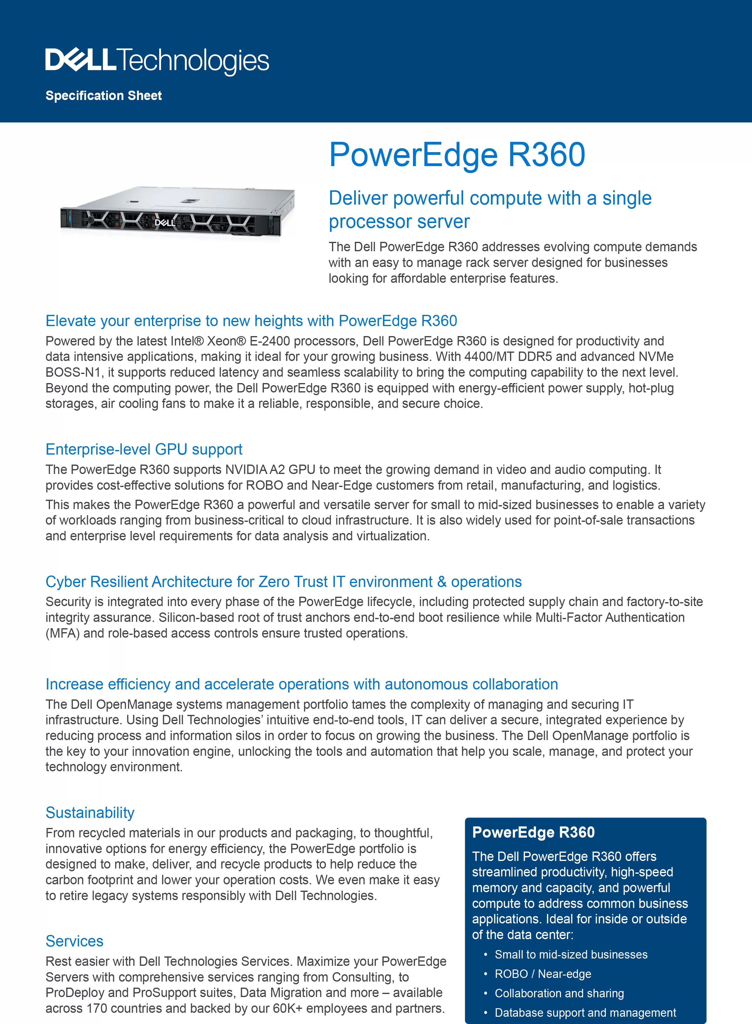 DELL 戴爾 PowerEdge R360 機架式 伺服器
